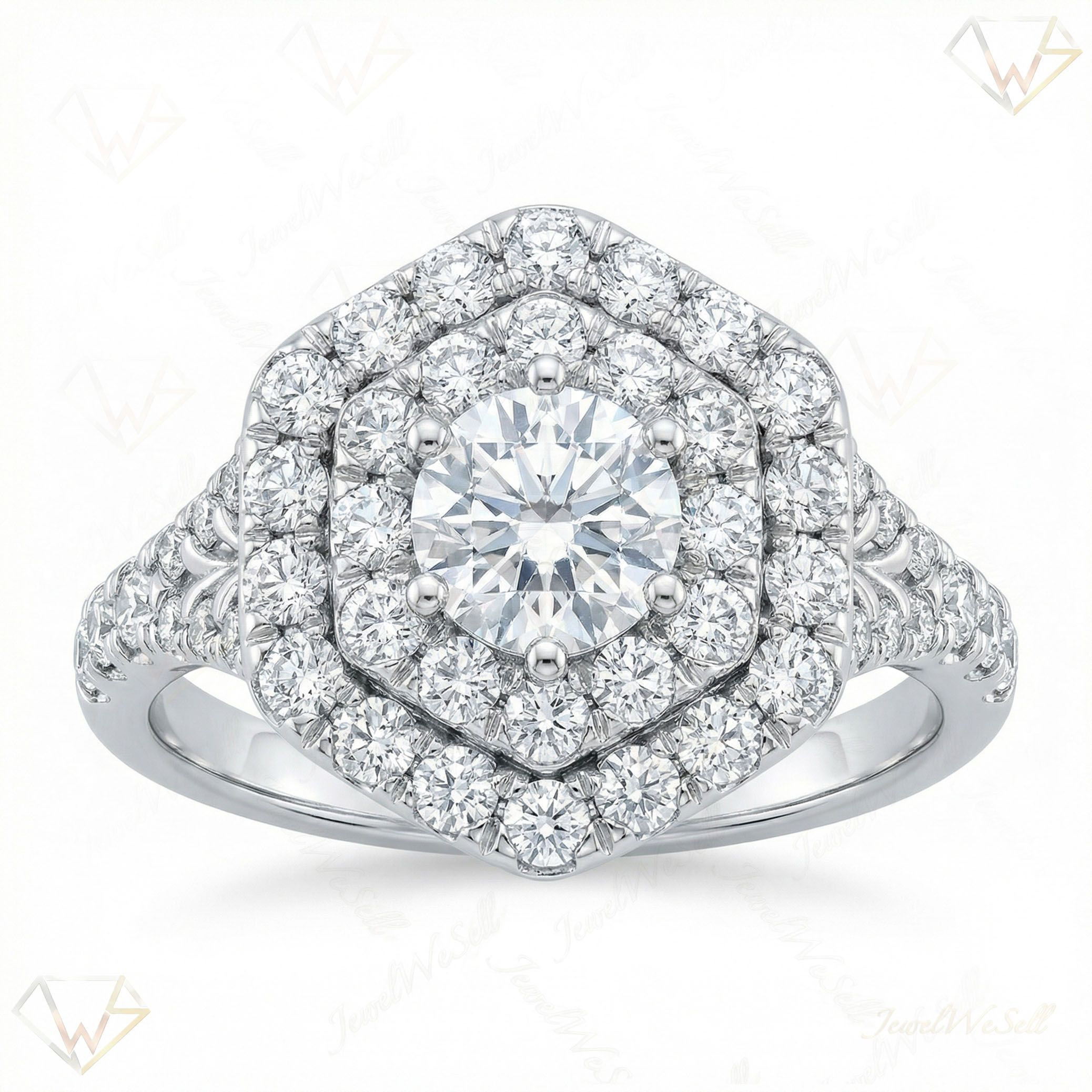 2.75 ct EF VS Lab Grown Diamond Halo Engagement Ring in 10k White Gold _ Sz0550 132251