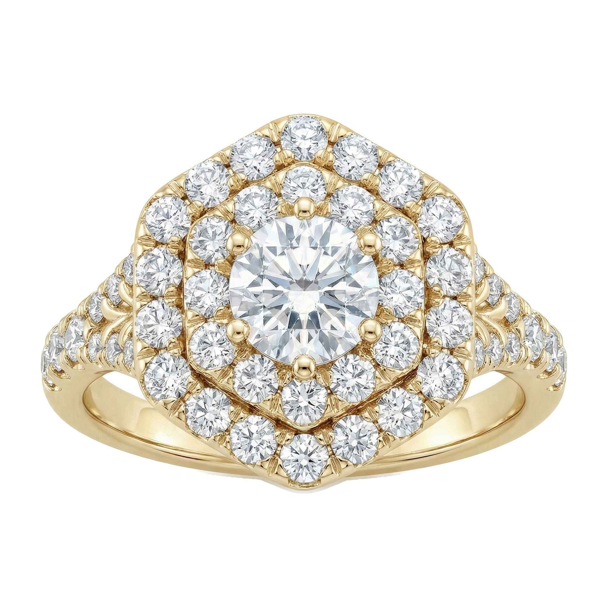 2.75 ct EF VS Lab Grown Diamond Halo Engagement Ring in 10k Yellow Gold _ Sz0425 132251