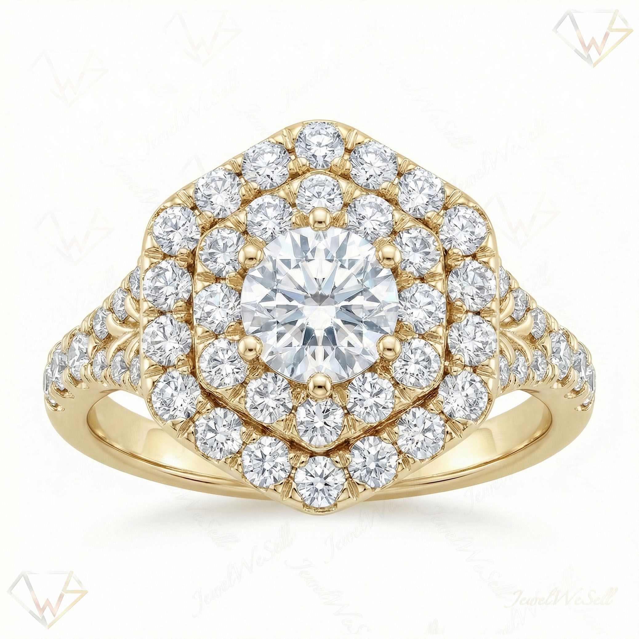 2.75 ct EF VS Lab Grown Diamond Halo Engagement Ring in 14k Yellow Gold _ Sz0575 132251