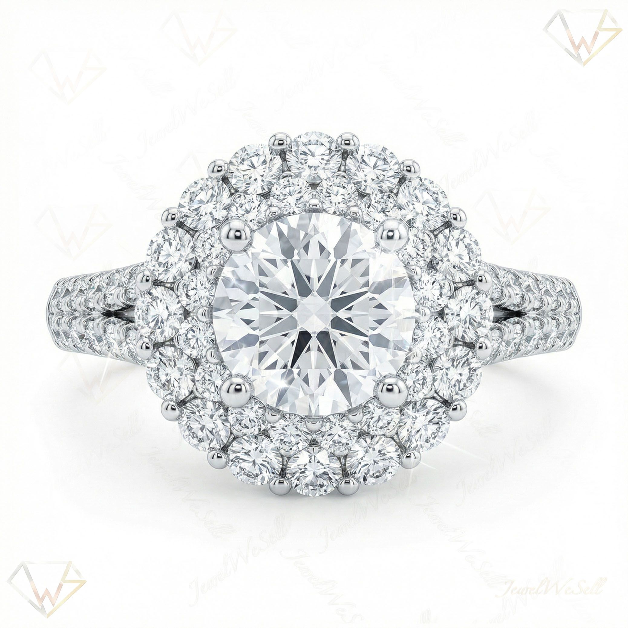 3.00 ct EF VS Lab Grown Diamond Halo Engagement Ring in 10k White Gold _ Sz0700 132252