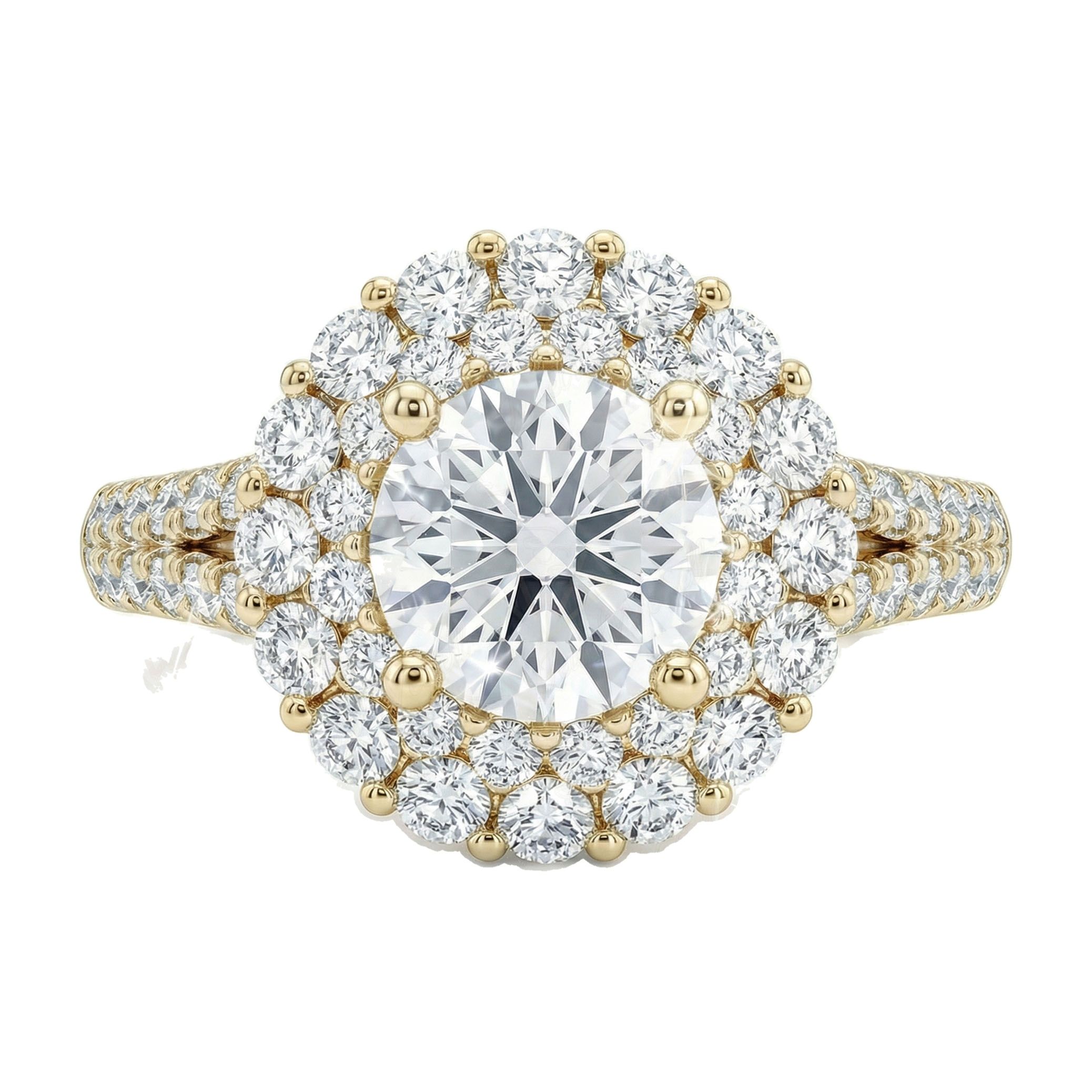 3.00 ct EF VS Lab Grown Diamond Halo Engagement Ring in 14k Yellow Gold _ Sz0575 132252