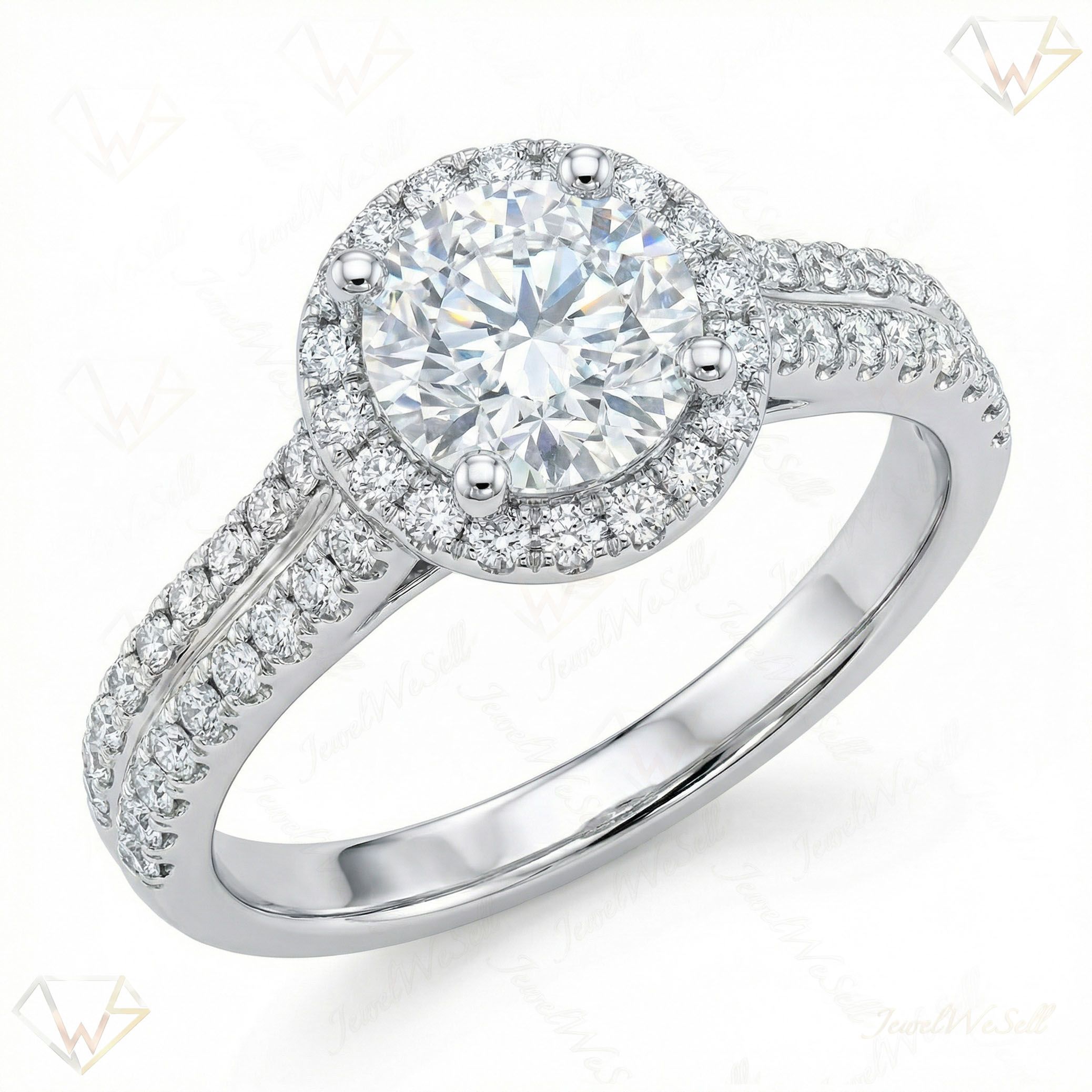 1.20 ct EF VS Lab Grown Diamond Halo Engagement Ring in 10k White Gold _ Sz0775 132275