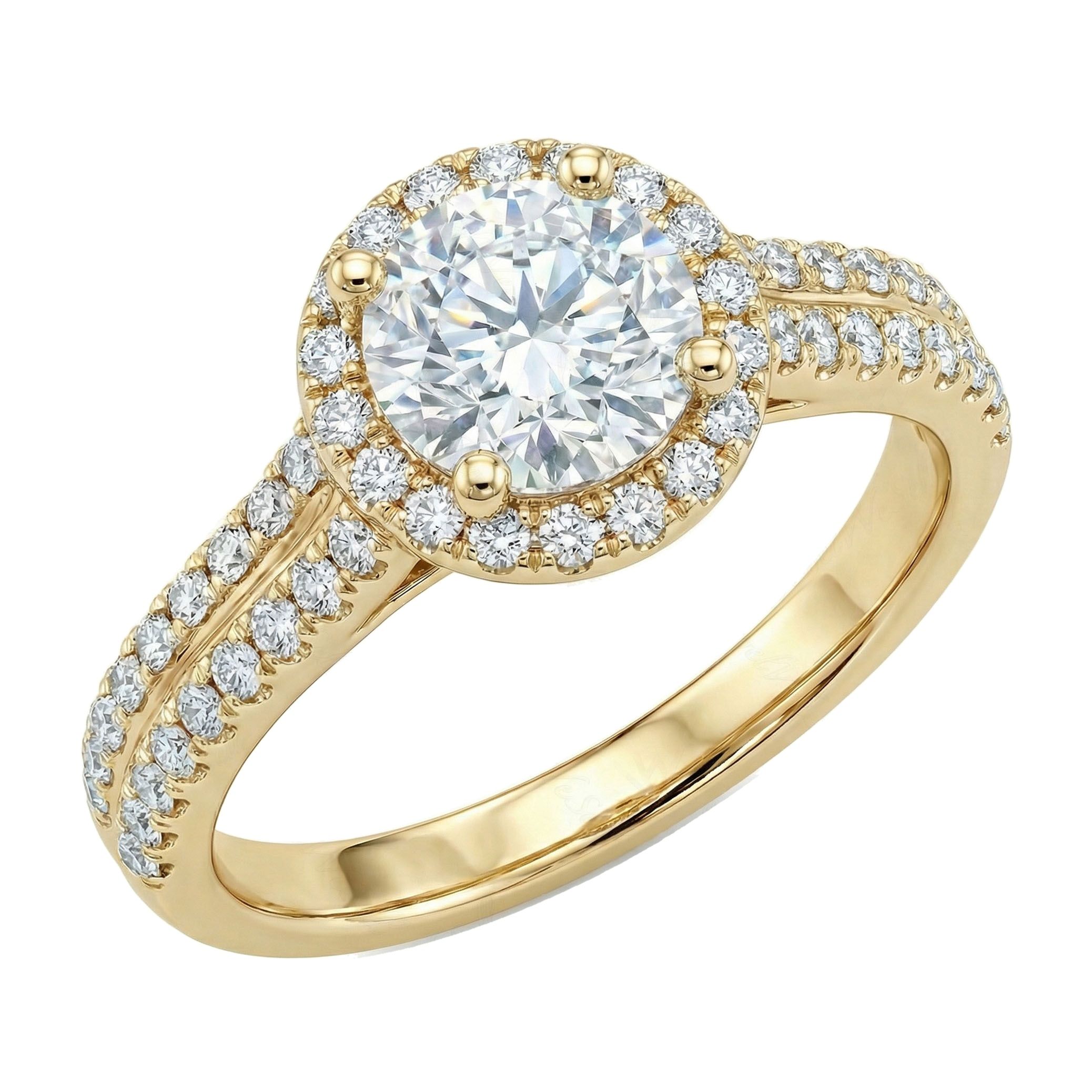1.20 ct EF VS Lab Grown Diamond Halo Engagement Ring in 10k Yellow Gold _ Sz0675 132275