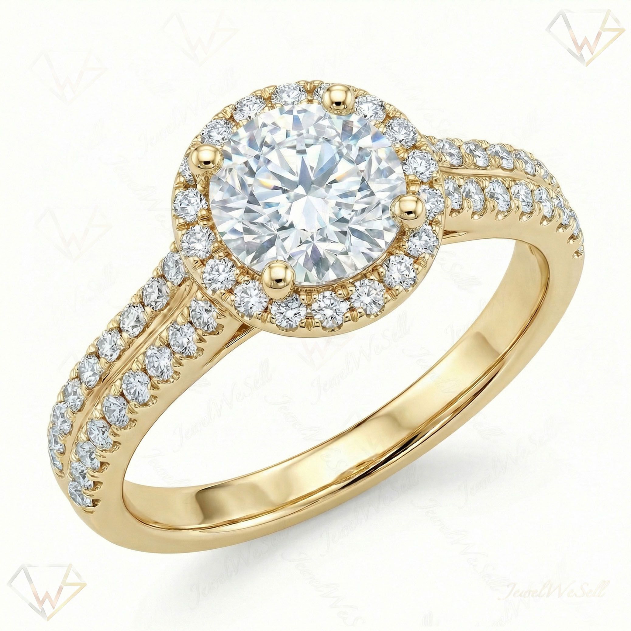 1.20 ct EF VS Lab Grown Diamond Halo Engagement Ring in 10k Yellow Gold _ Sz0450 132275