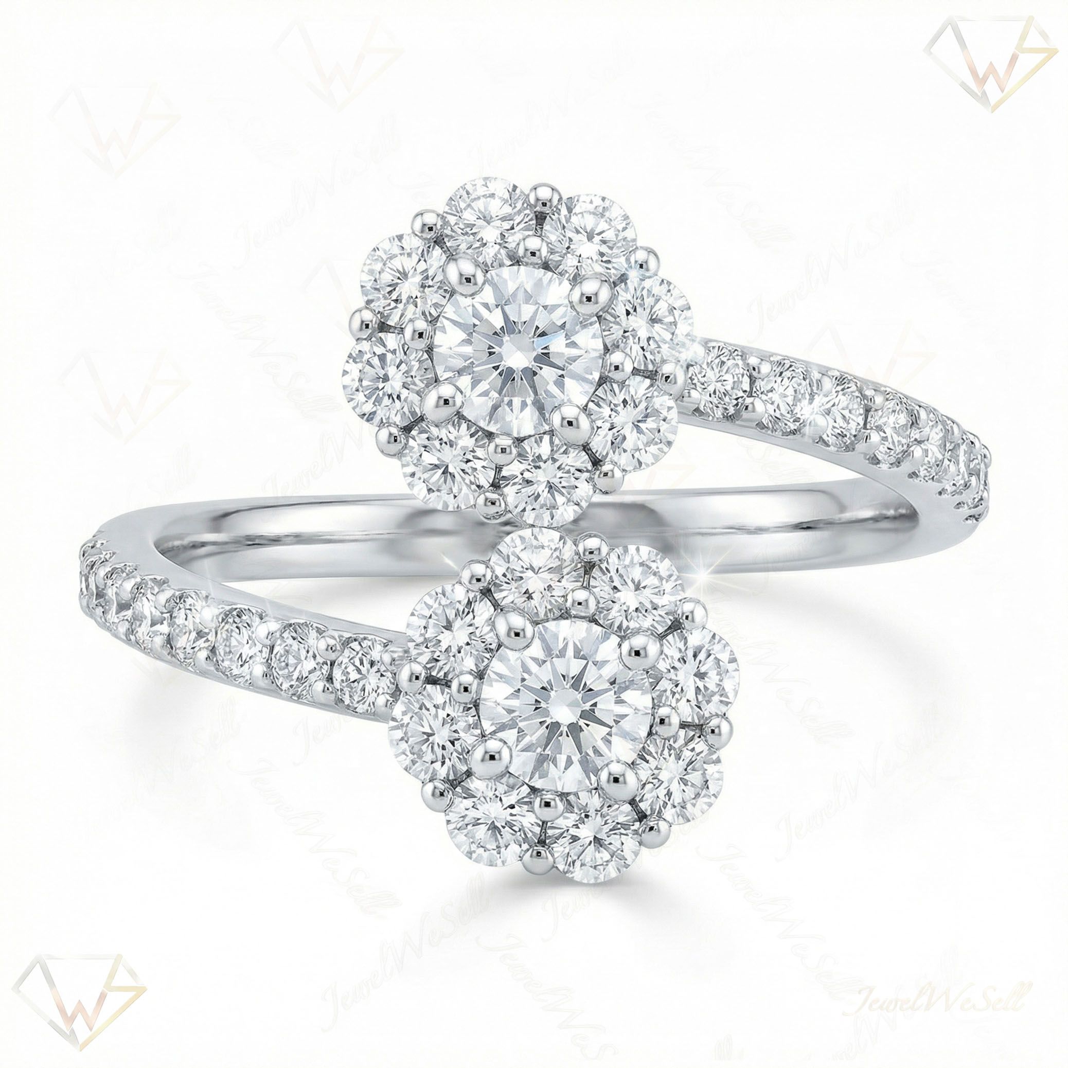 1.15 ct EF VS Lab Grown Diamond Fancy Ring in 10k White Gold _ Sz0700 132276