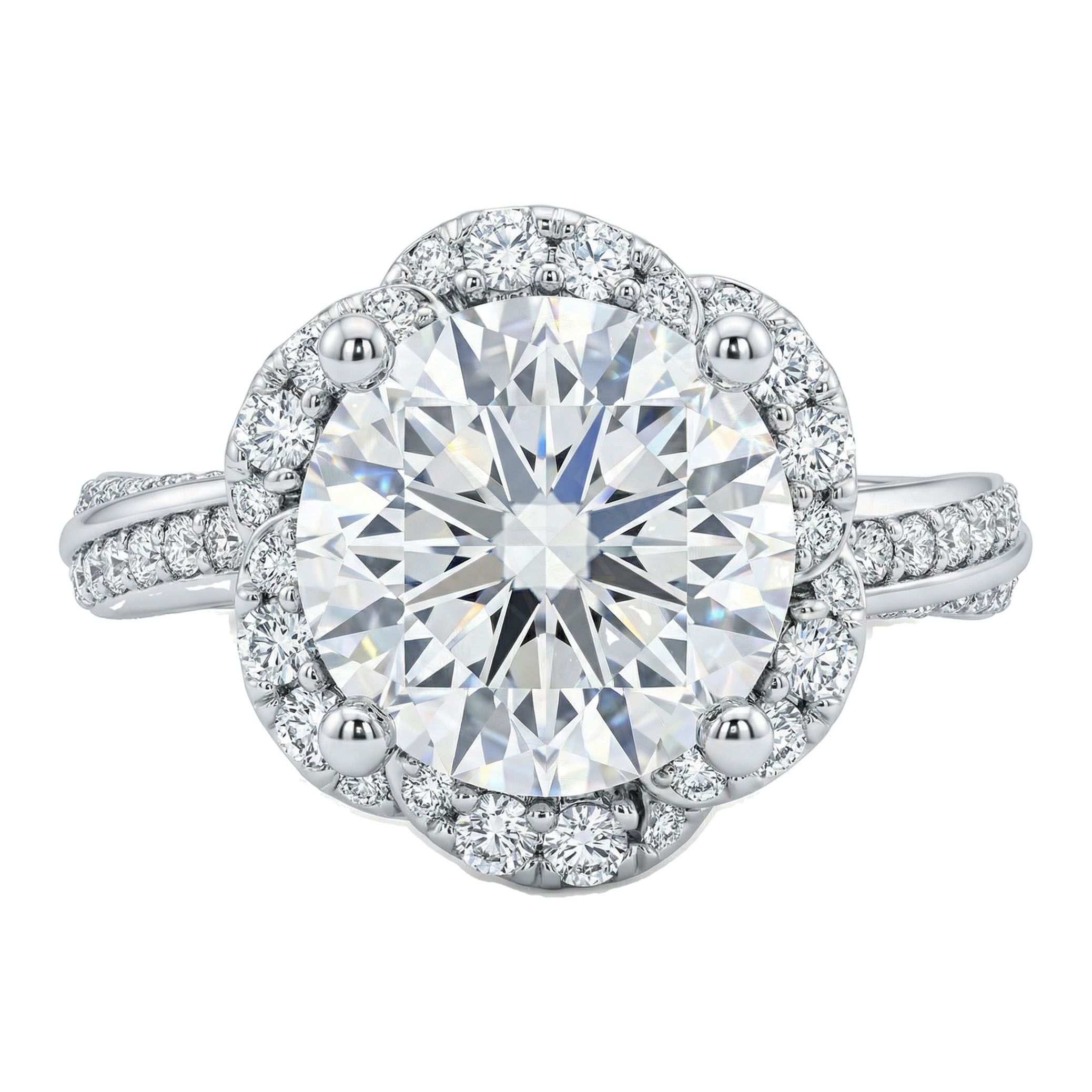 1.66 ct EF VS Lab Grown Diamond Solitaire with Accents Engagement Ring in 10k White Gold _ Sz0675 132297