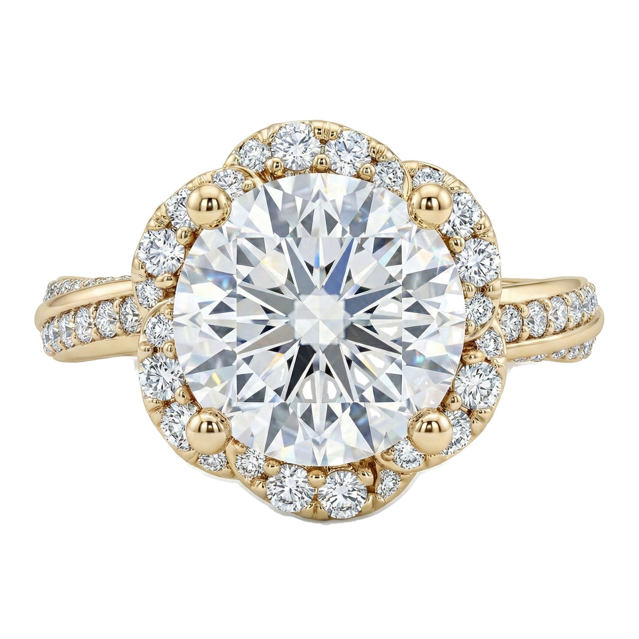 1.66 ct EF VS Lab Grown Diamond Solitaire with Accents Engagement Ring in 14k Yellow Gold _ Sz0700 132297