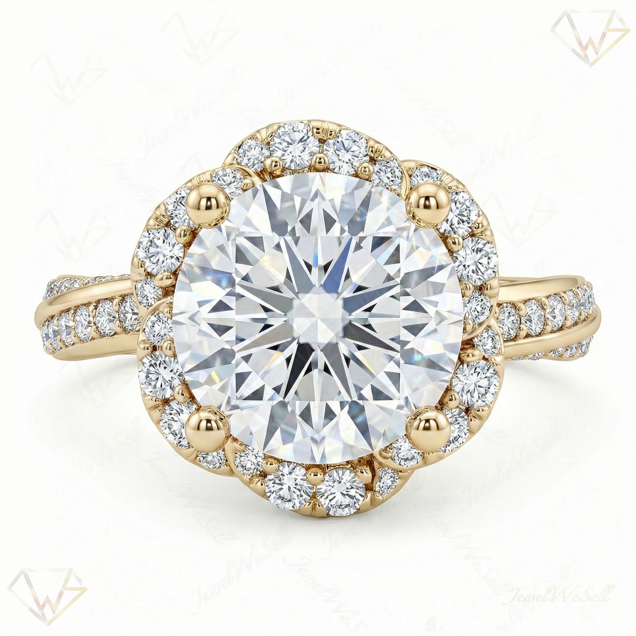 1.66 ct EF VS Lab Grown Diamond Solitaire with Accents Engagement Ring in 10k Yellow Gold _ Sz0575 132297