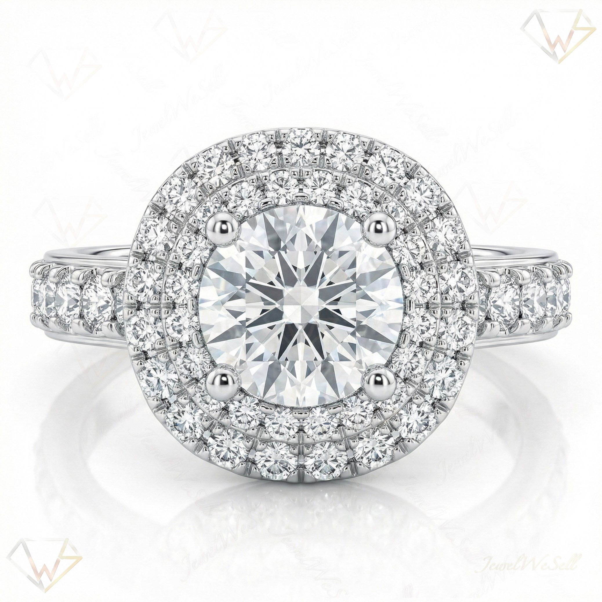 0.75 ct EF VS Lab Grown Diamond Halo Engagement Ring in 14k White Gold _ Sz0825 132302