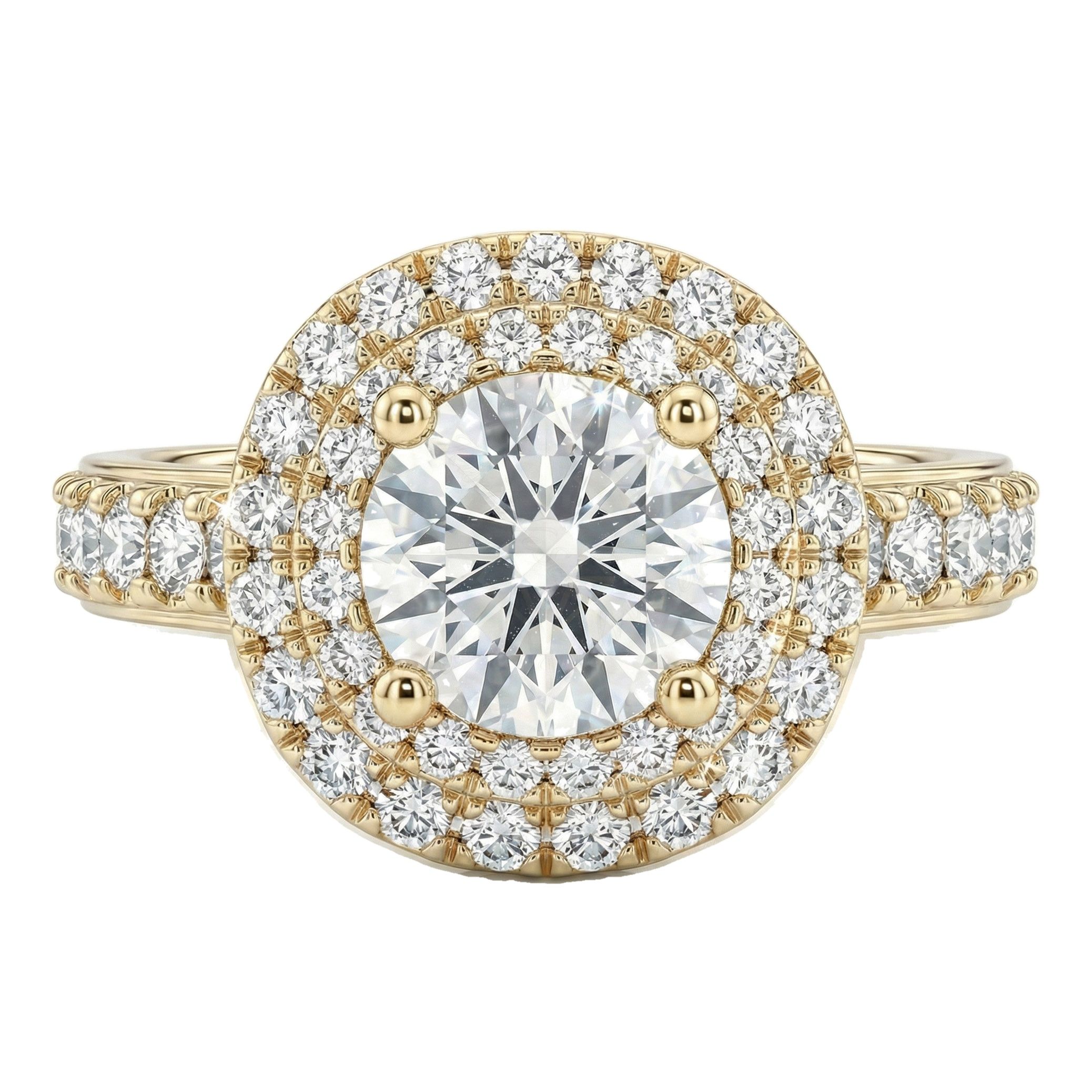 0.75 ct EF VS Lab Grown Diamond Halo Engagement Ring in 10k Yellow Gold _ Sz0425 132302