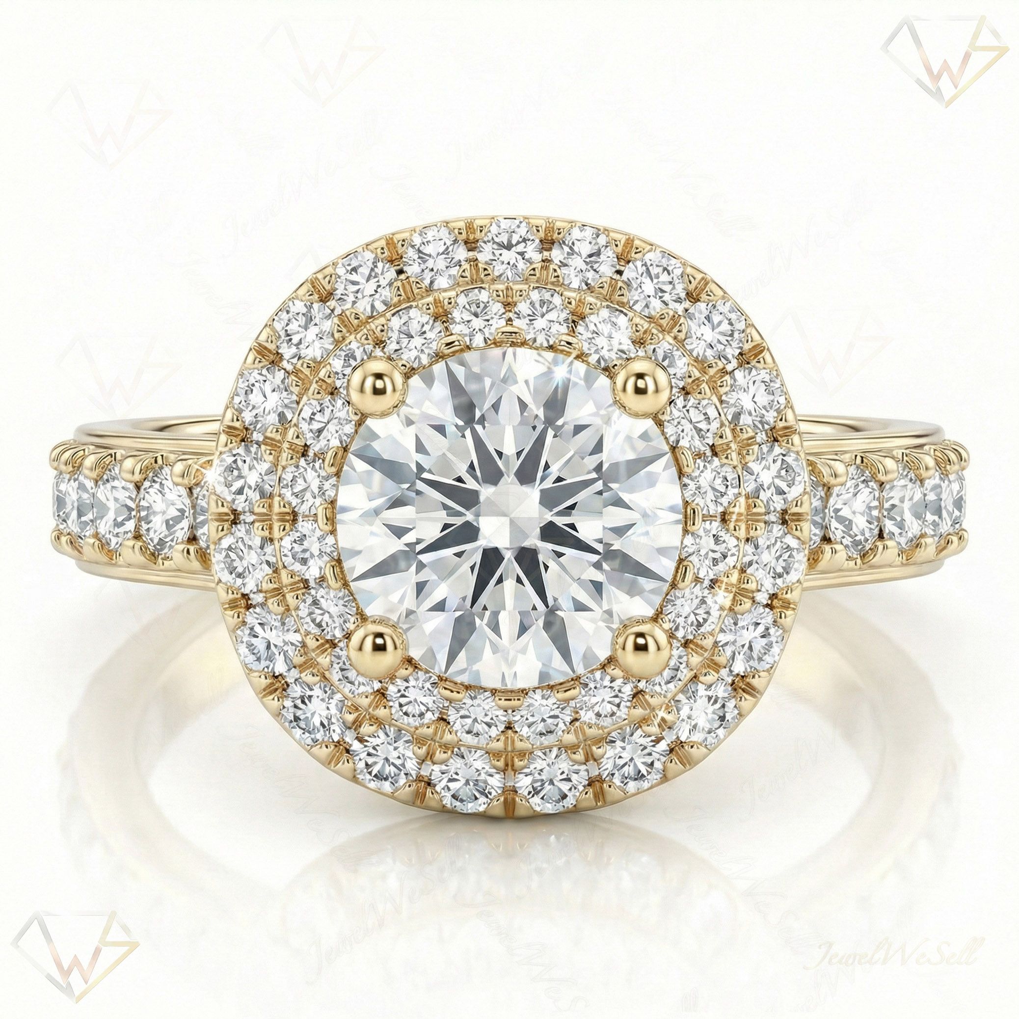 0.75 ct EF VS Lab Grown Diamond Halo Engagement Ring in 14k Yellow Gold _ Sz0425 132302
