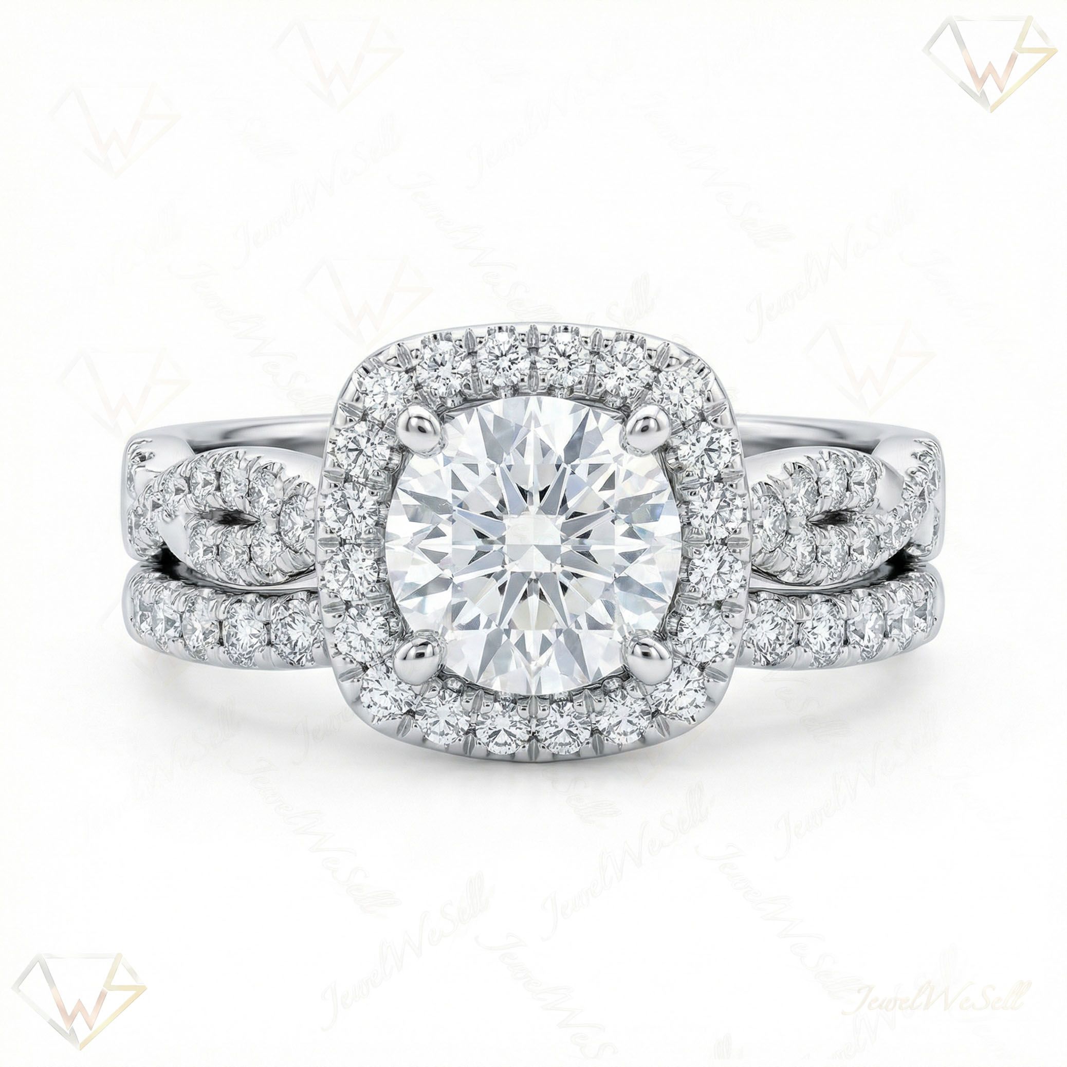 0.66 ct EF VS Lab Grown Diamond Square Shaped Cluster Engagement Set in 14k White Gold _ Sz0475 132320