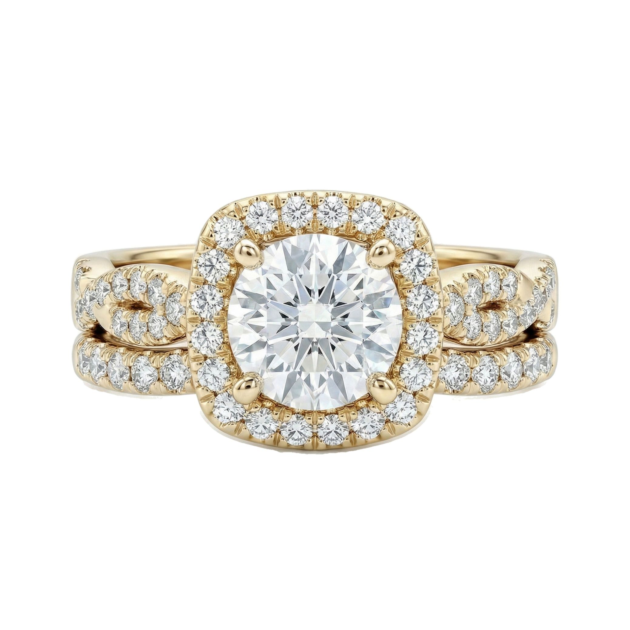 0.66 ct EF VS Lab Grown Diamond Square Shaped Cluster Engagement Set in 10k Yellow Gold _ Sz0750 132320