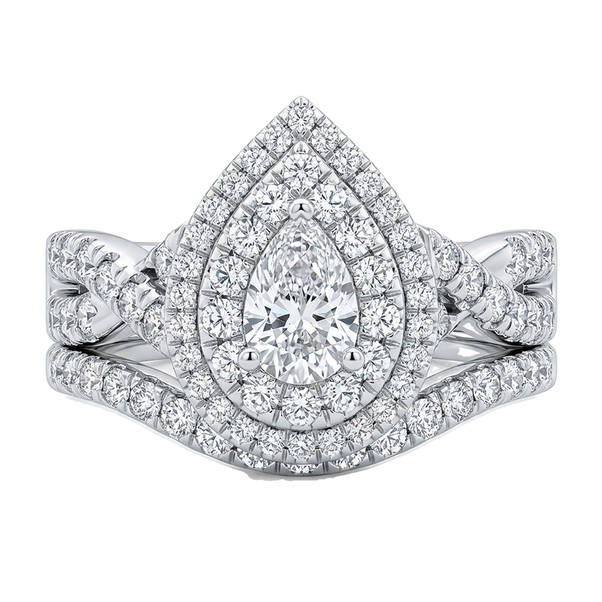 1.66 ct EF VS Lab Grown Diamond Halo Engagement Set in 10k White Gold _ Sz0575 132350