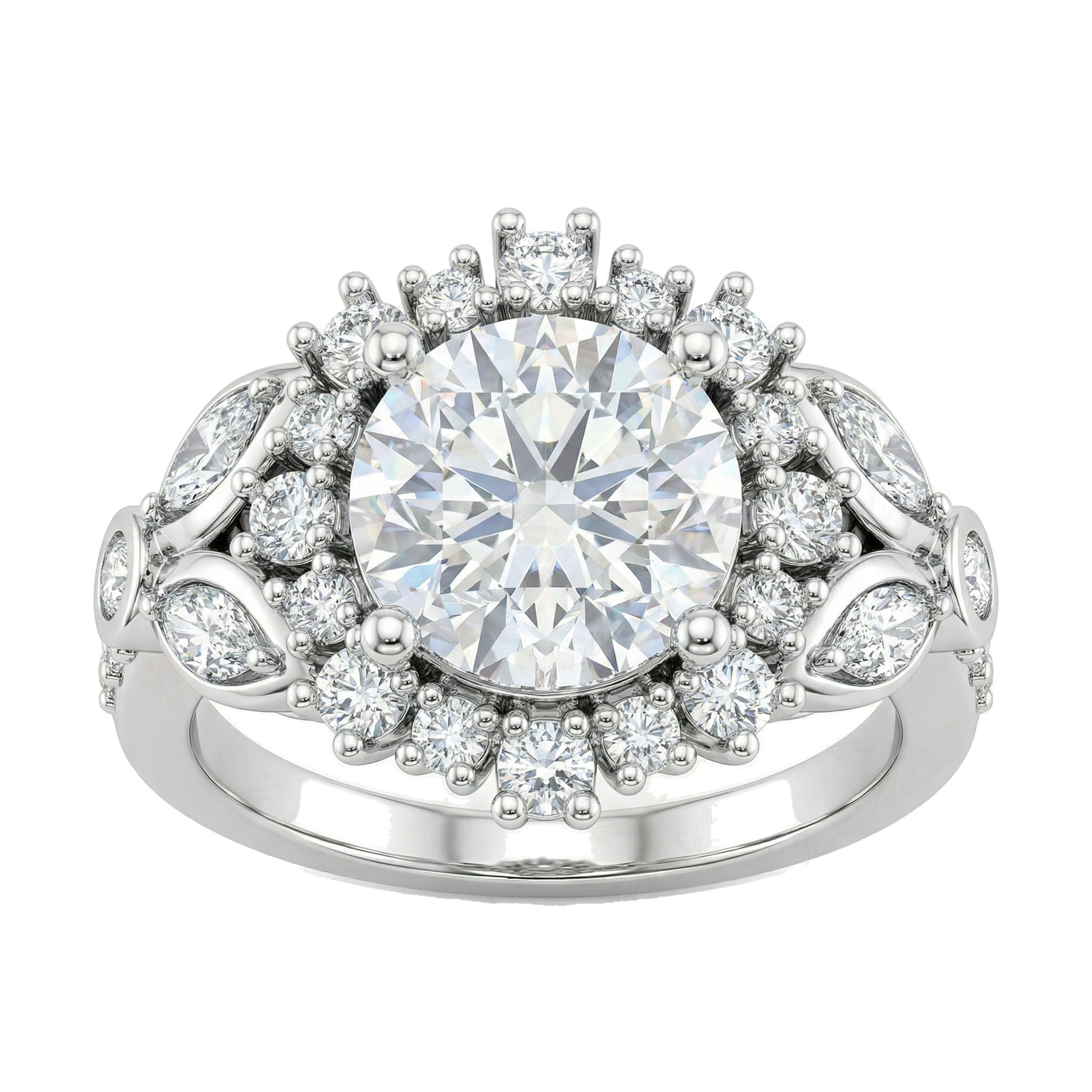 2.10 ct EF VS Lab Grown Diamond Halo Engagement Ring in 14k White Gold _ Sz0550 13329