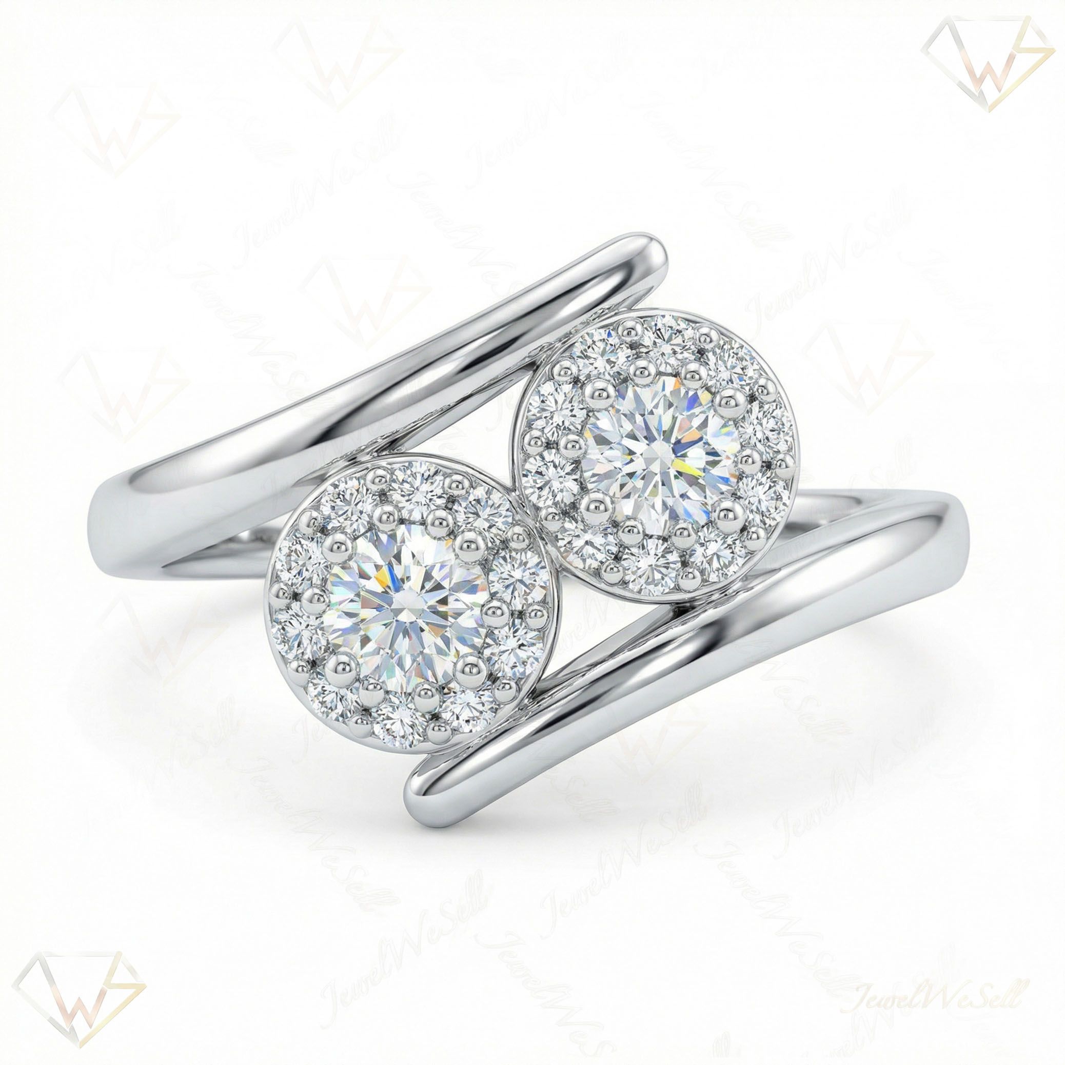 0.40 ct EF VS Lab Grown Diamond Multi Stone Engagement Ring in 10k White Gold _ Sz0550 13380