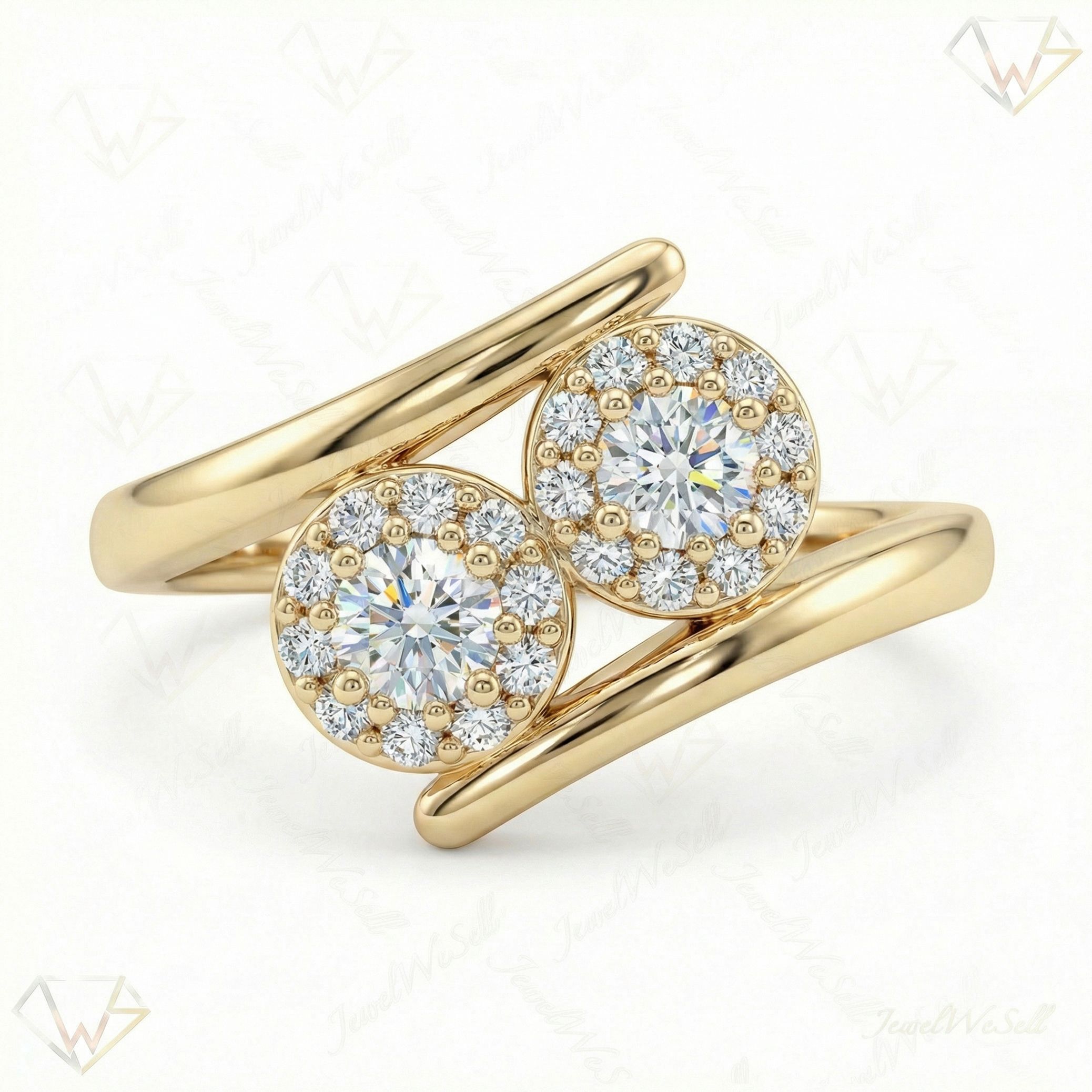 0.40 ct EF VS Lab Grown Diamond Multi Stone Engagement Ring in 10k Yellow Gold _ Sz0425 13380