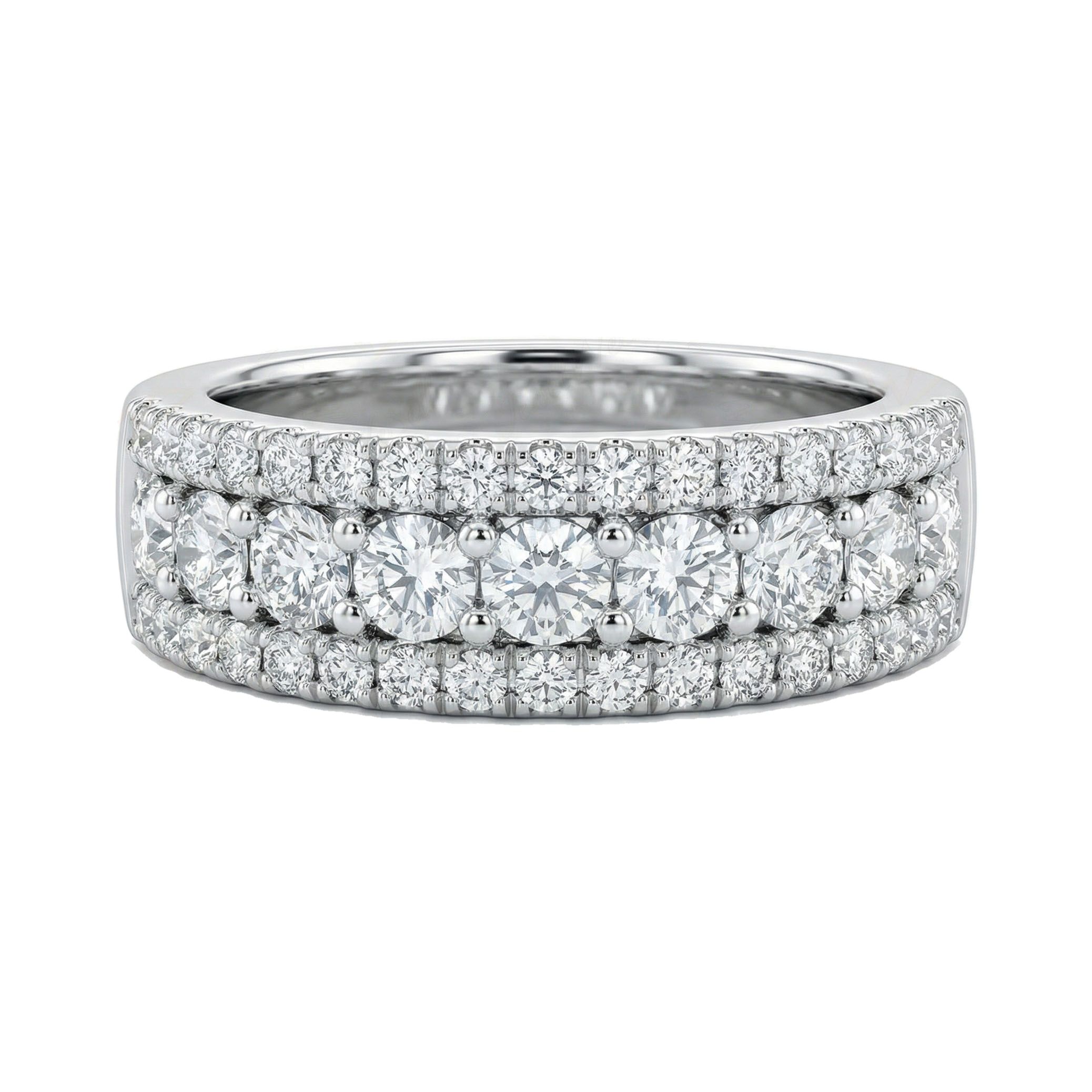 0.75 ct EF VS Lab Grown Diamond Multi Row Wedding Band in 10k White Gold _ Sz0875 13394