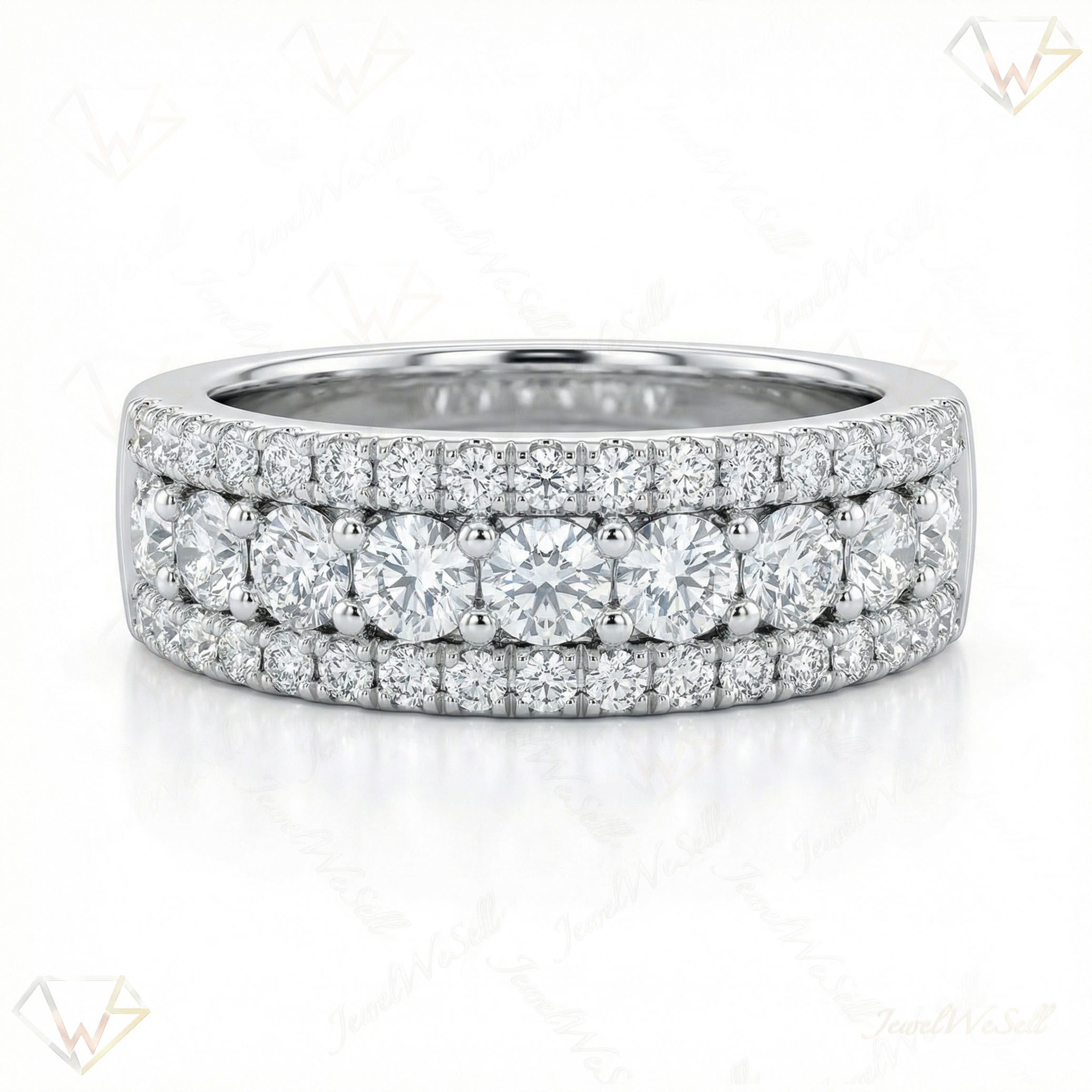 0.75 ct EF VS Lab Grown Diamond Multi Row Wedding Band in 10k White Gold _ Sz0525 13394