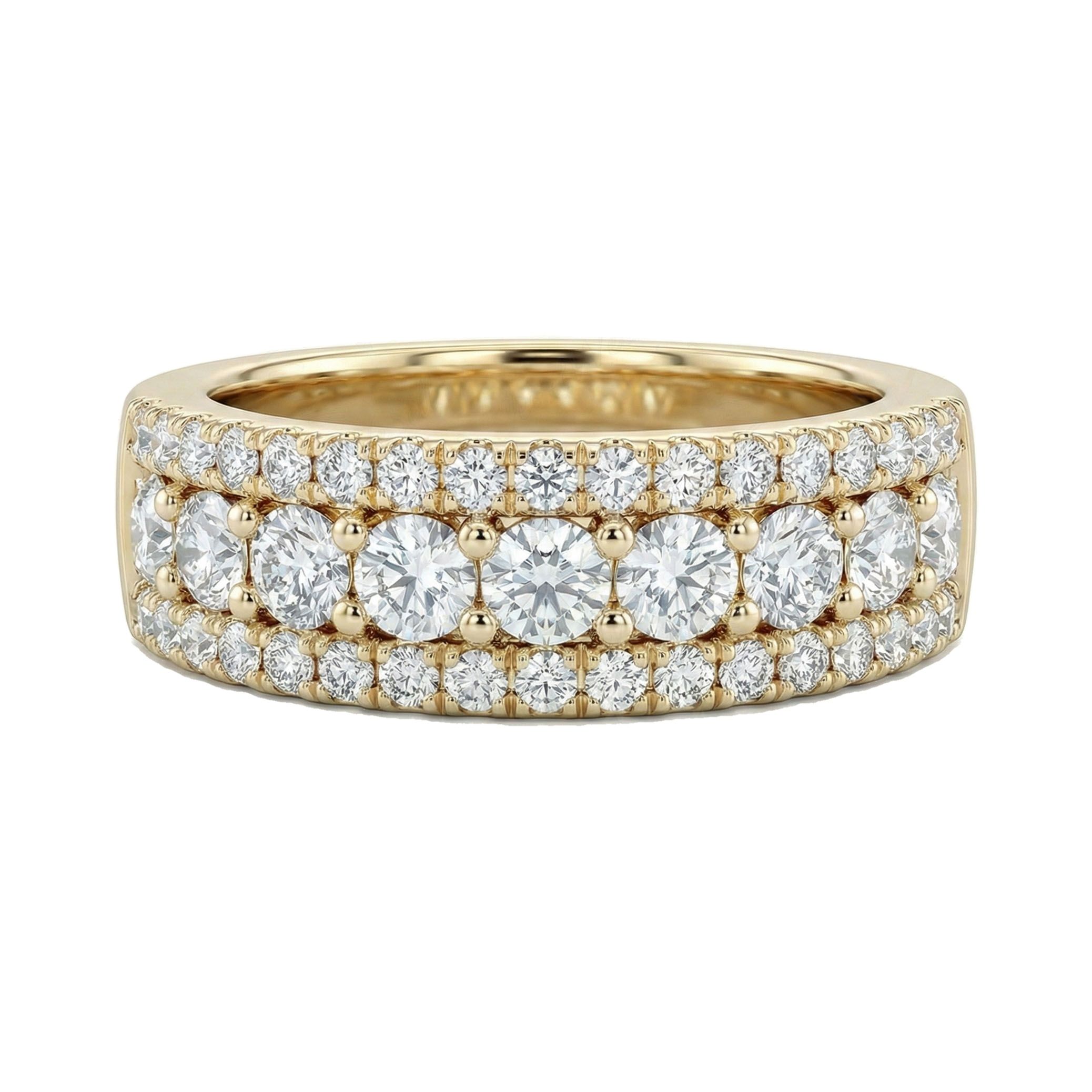 0.75 ct EF VS Lab Grown Diamond Multi Row Wedding Band in 10k Yellow Gold _ Sz0675 13394