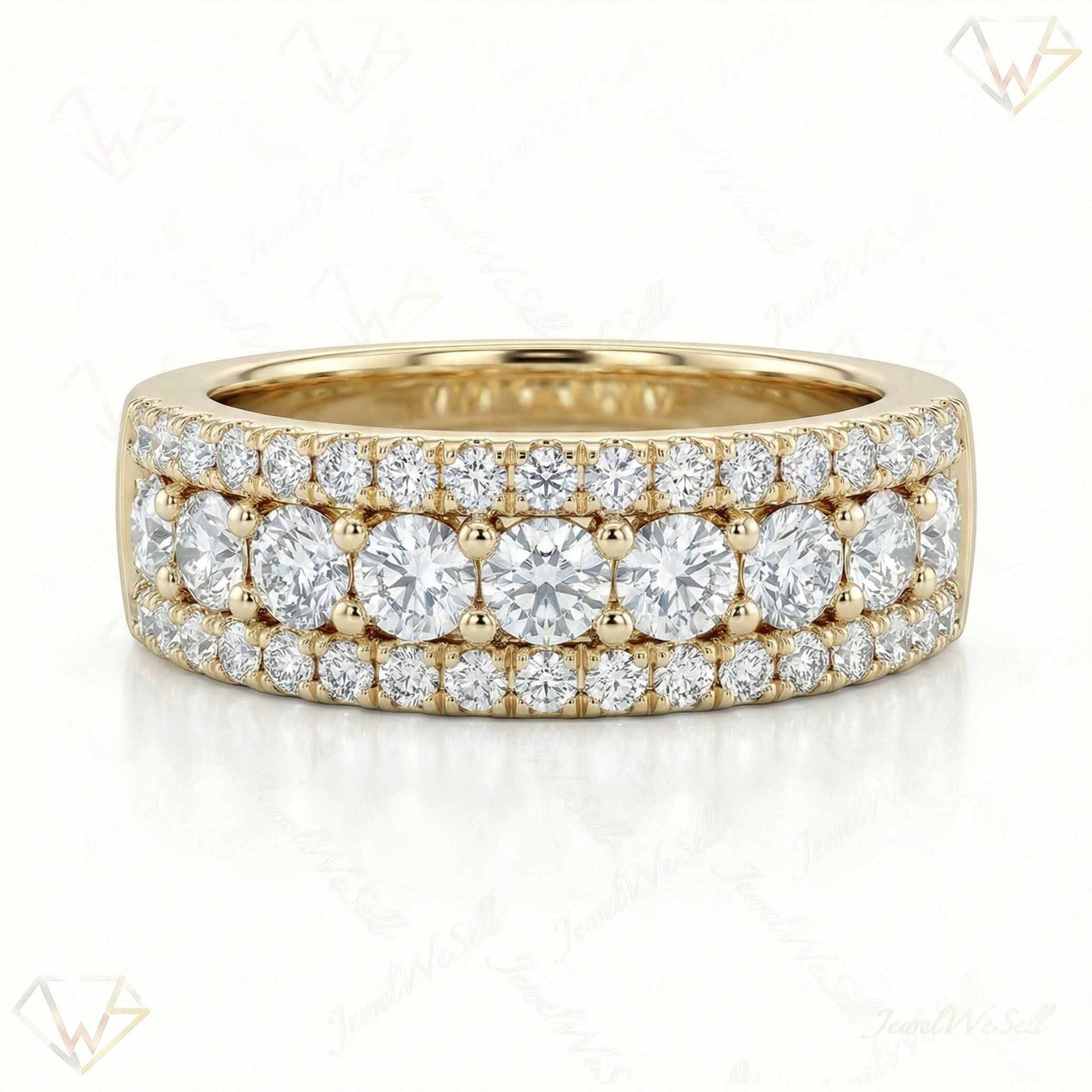 0.75 ct EF VS Lab Grown Diamond Multi Row Wedding Band in 14k Yellow Gold _ Sz0450 13394