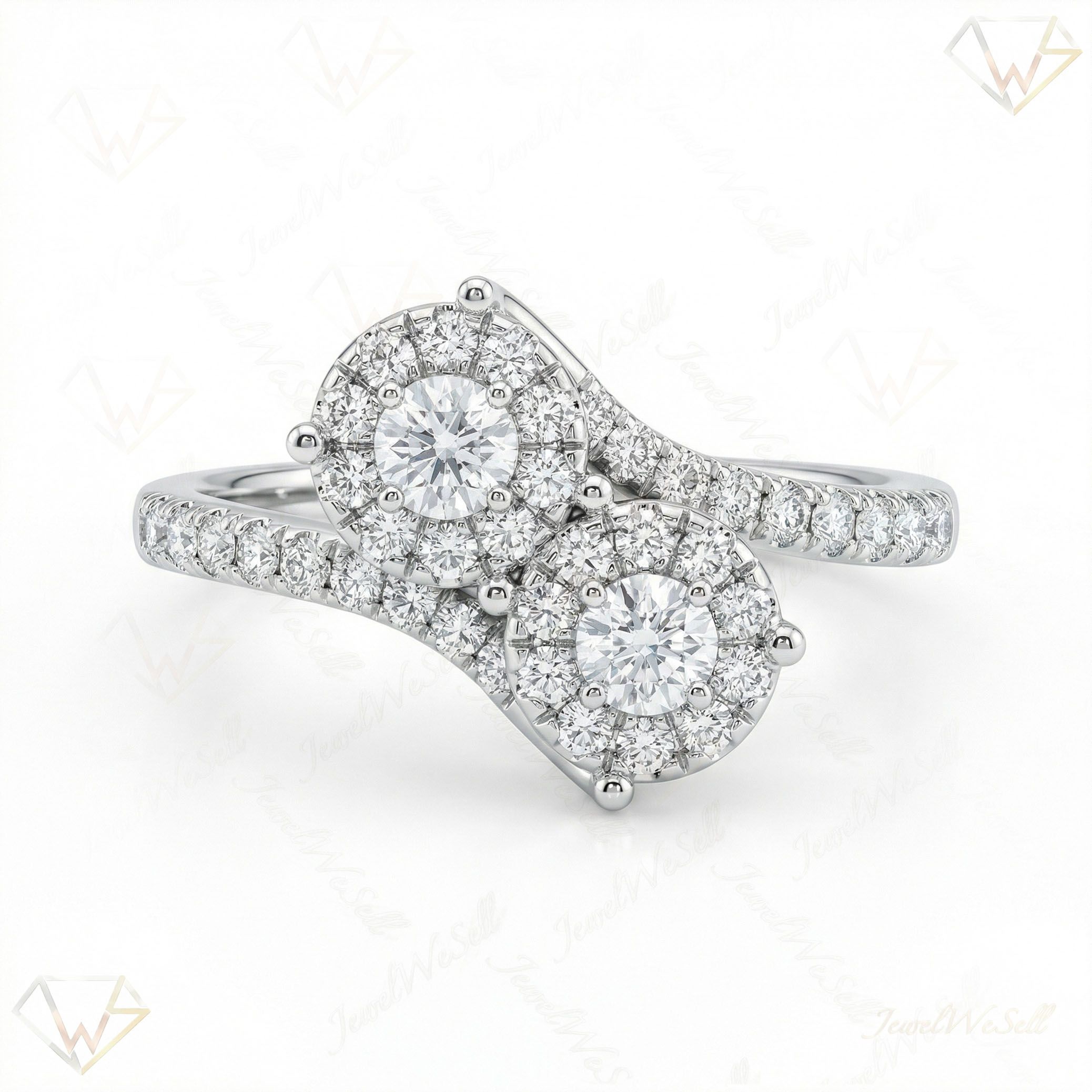 0.90 ct EF VS Moissanite Multi Stone Engagement Ring in 925 Sterling SIlver _ Sz0475 13410