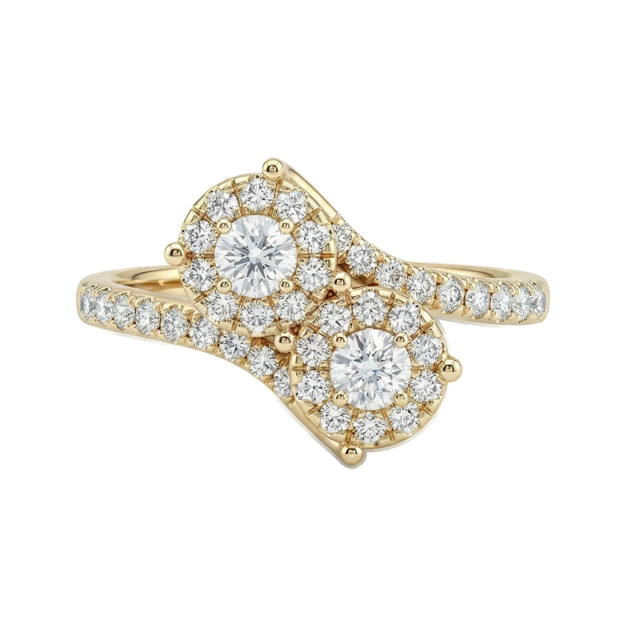 0.90 ct EF VS Lab Grown Diamond Multi Stone Engagement Ring in 10k Yellow Gold _ Sz0775 13410