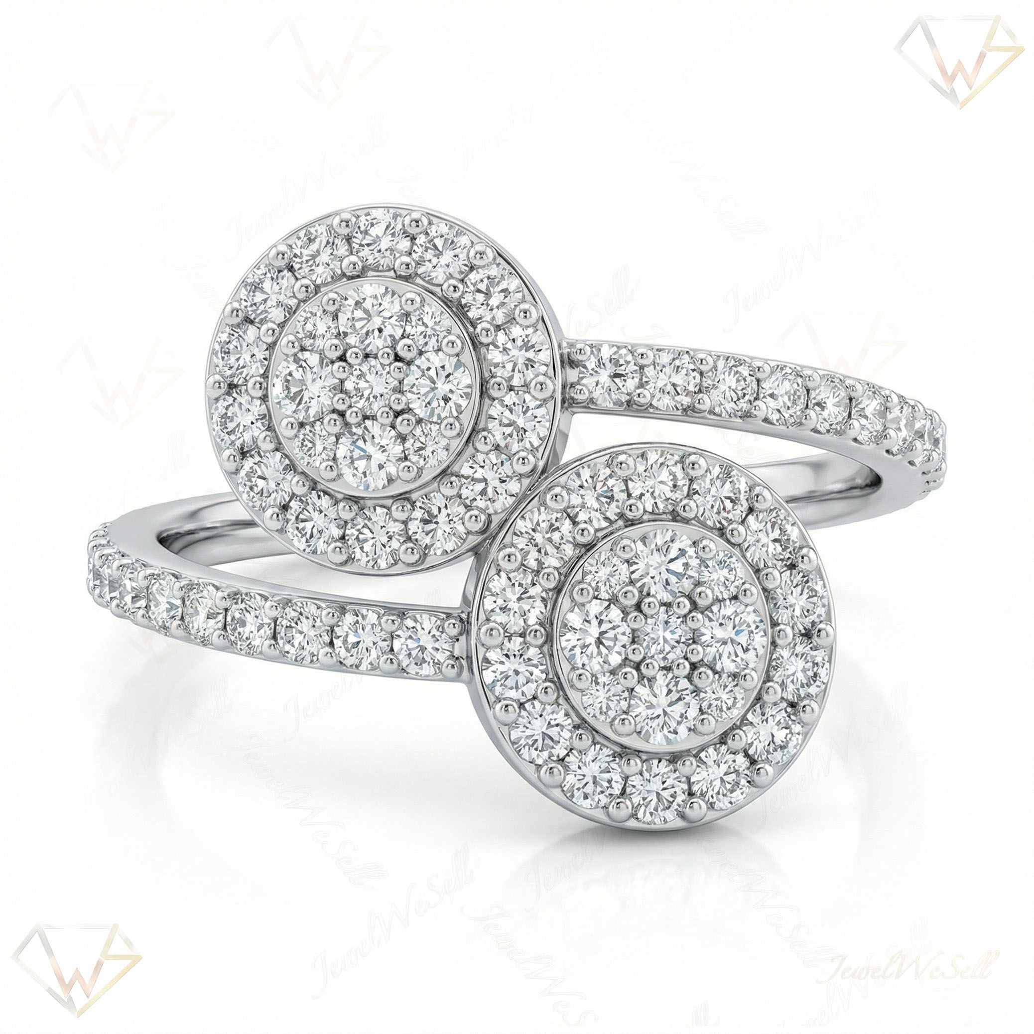 0.90 ct EF VS Lab Grown Diamond Fancy Ring in 10k White Gold _ Sz0450 13413