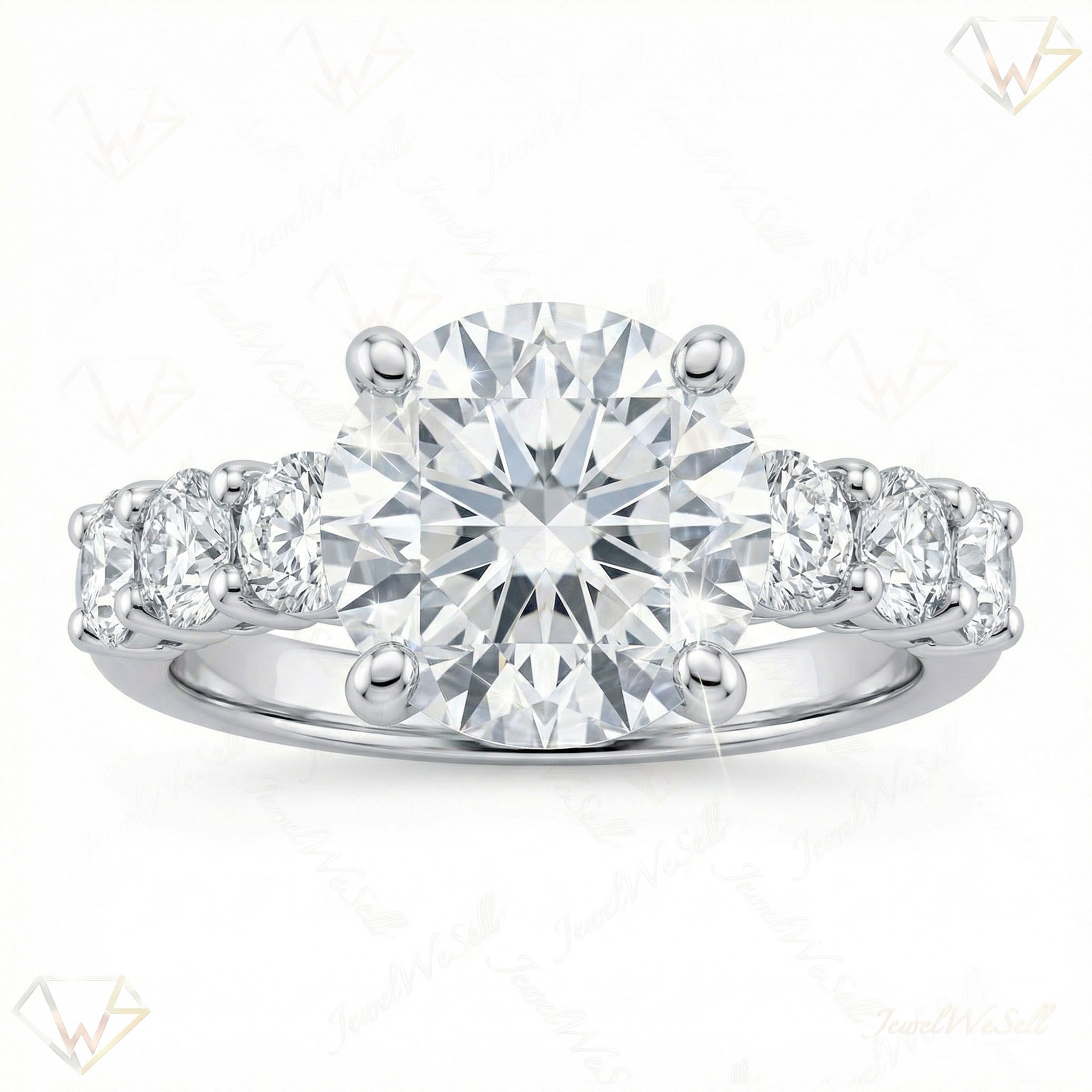 5.50 ct EF VS Lab Grown Diamond Solitaire with Accents Engagement Ring in 10k White Gold _ Sz0450 13418