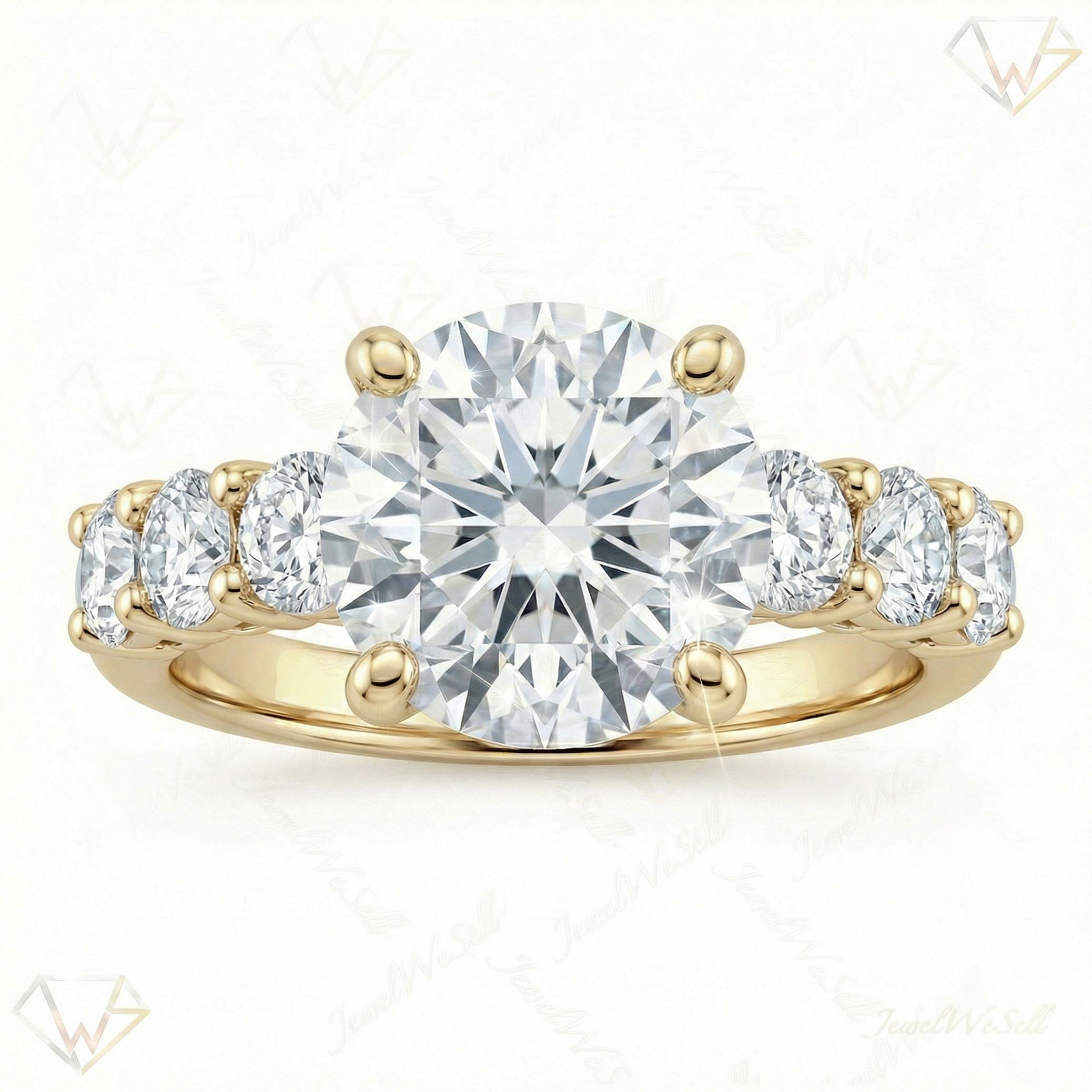 5.50 ct EF VS Lab Grown Diamond Solitaire with Accents Engagement Ring in 14k Yellow Gold _ Sz0875 13418