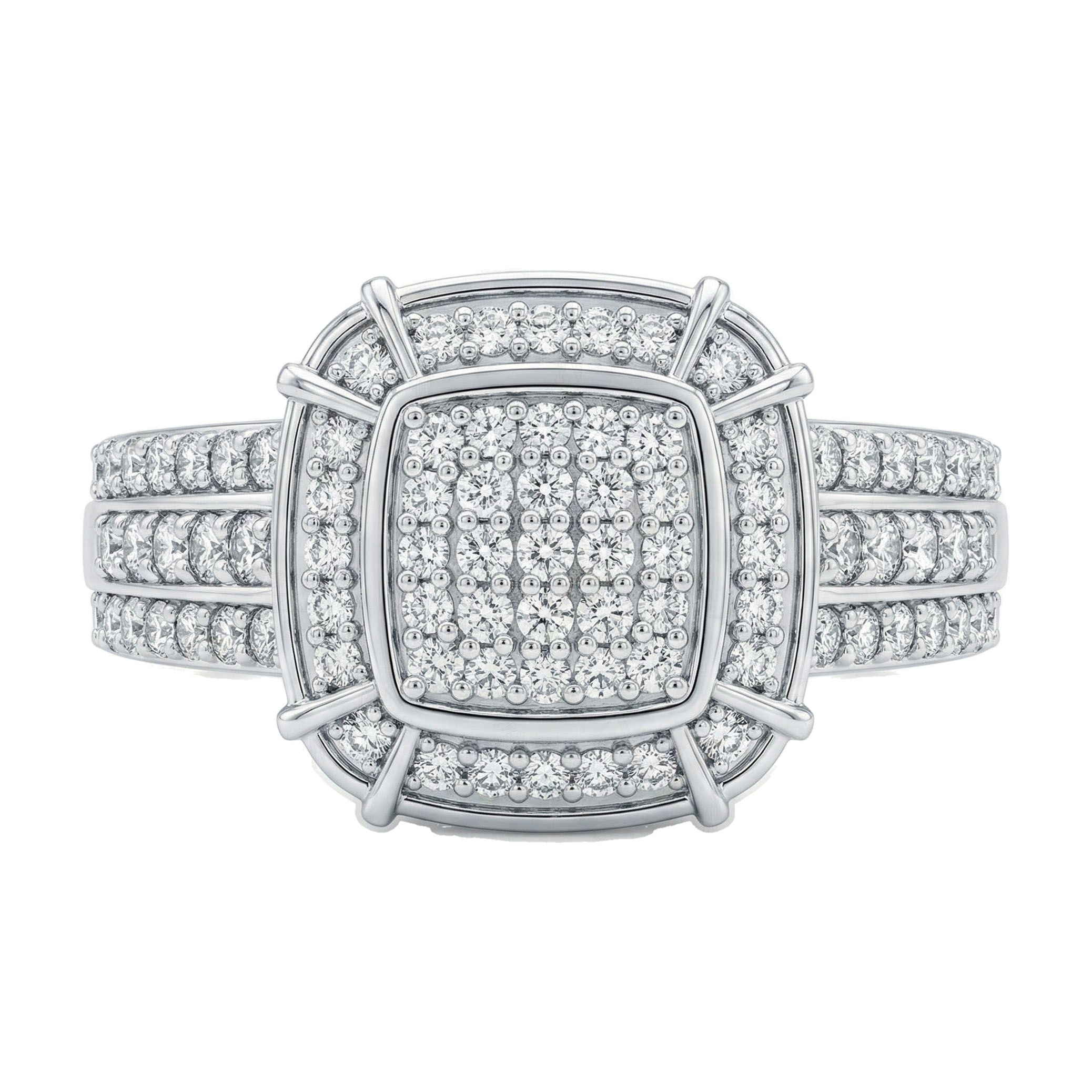 0.66 ct EF VS Lab Grown Diamond Square Shaped Cluster Engagement Ring in 14k White Gold _ Sz0425 13424