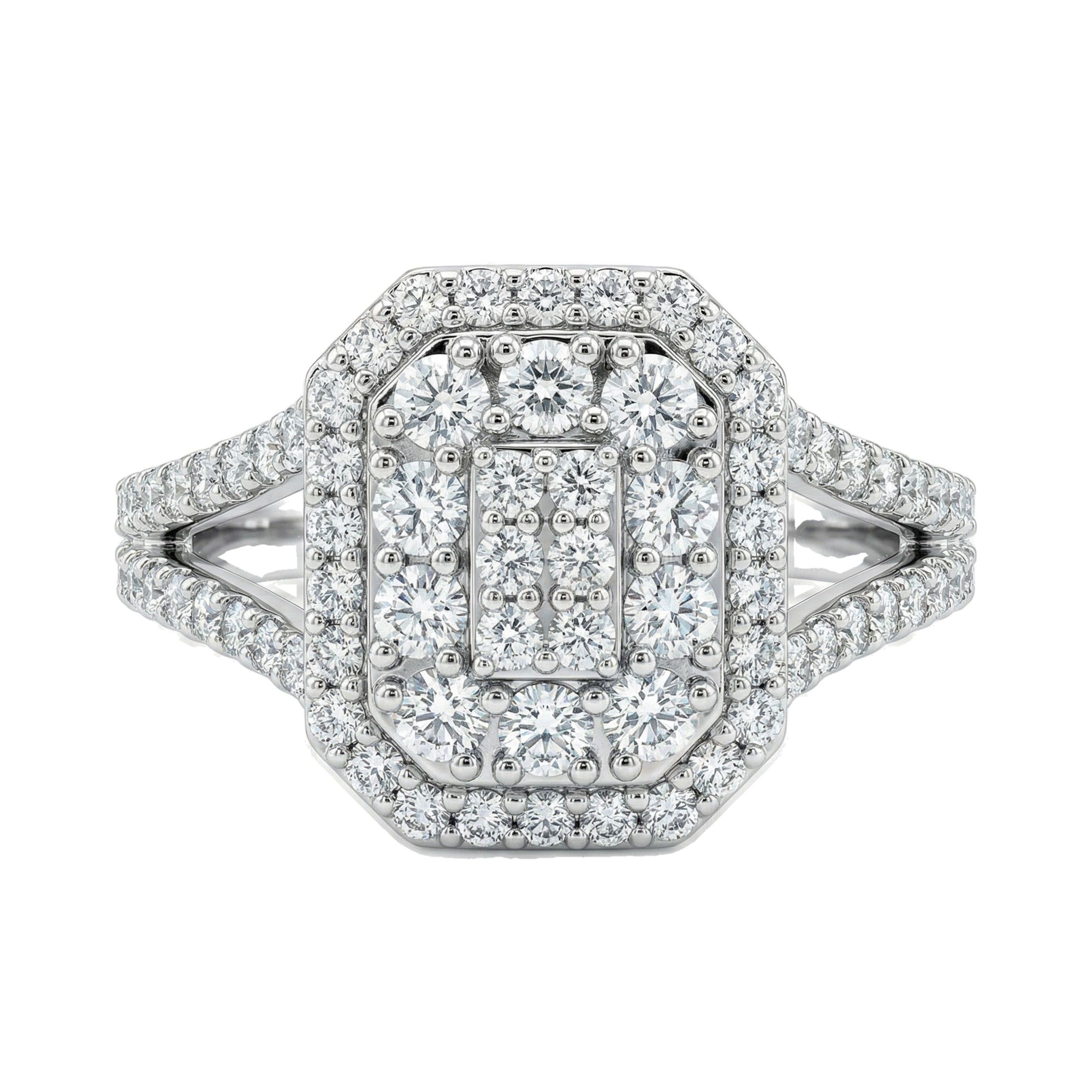 0.80 ct EF VS Lab Grown Diamond Rectangular Cluster Engagement Ring in 10k White Gold _ Sz0875 13425