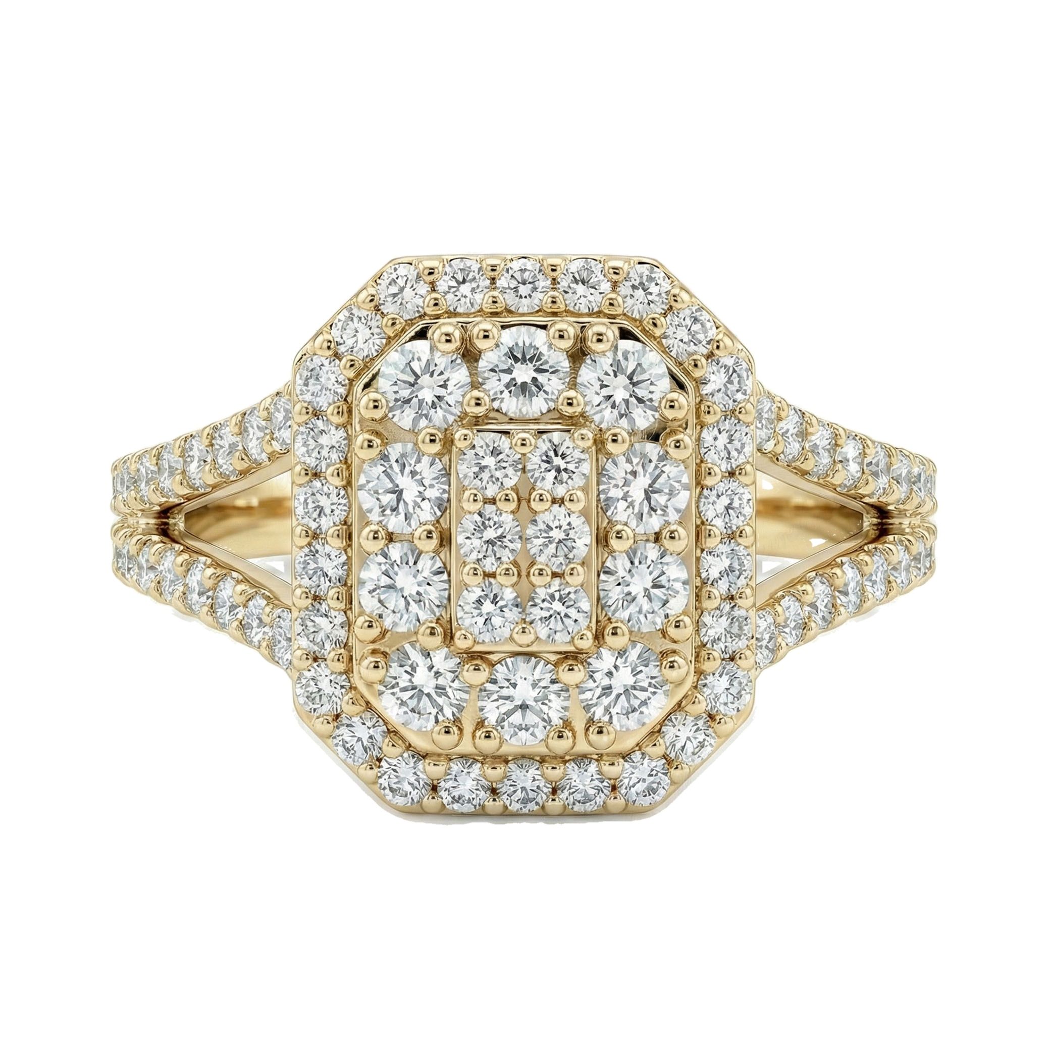 0.80 ct EF VS Lab Grown Diamond Rectangular Cluster Engagement Ring in 10k Yellow Gold _ Sz0875 13425