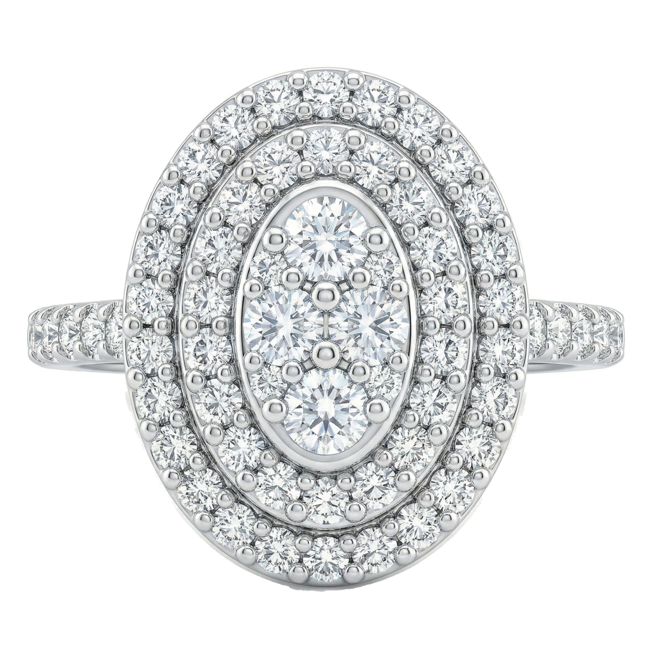 0.75 ct EF VS Lab Grown Diamond Oval Cluster Engagement Ring in 14k White Gold _ Sz0875 13433