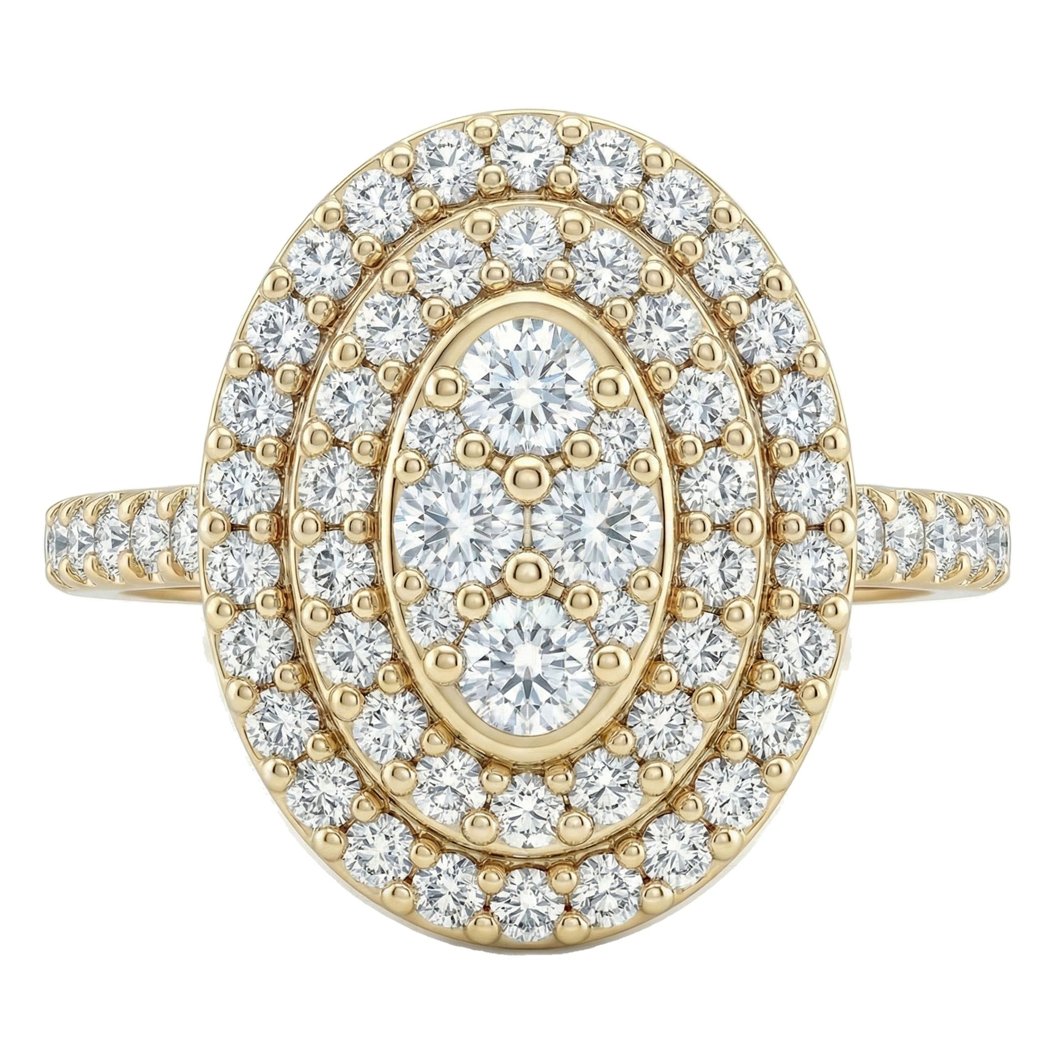 0.75 ct EF VS Lab Grown Diamond Oval Cluster Engagement Ring in 14k Yellow Gold _ Sz0875 13433