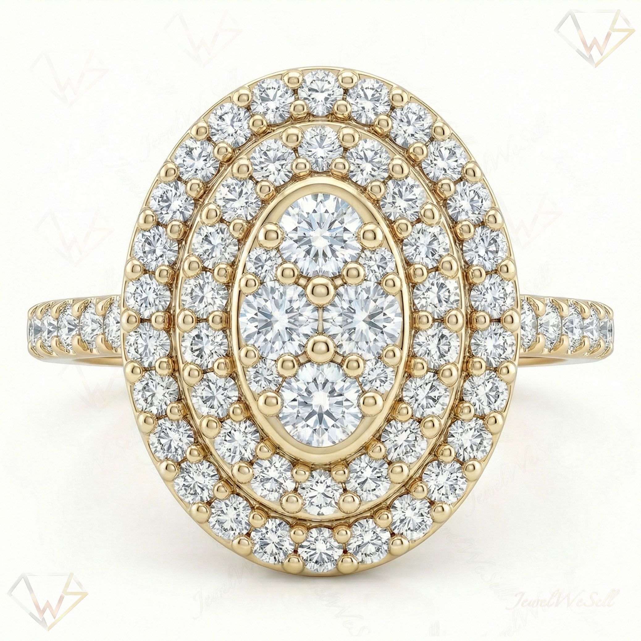 0.75 ct EF VS Lab Grown Diamond Oval Cluster Engagement Ring in 10k Yellow Gold _ Sz0575 13433