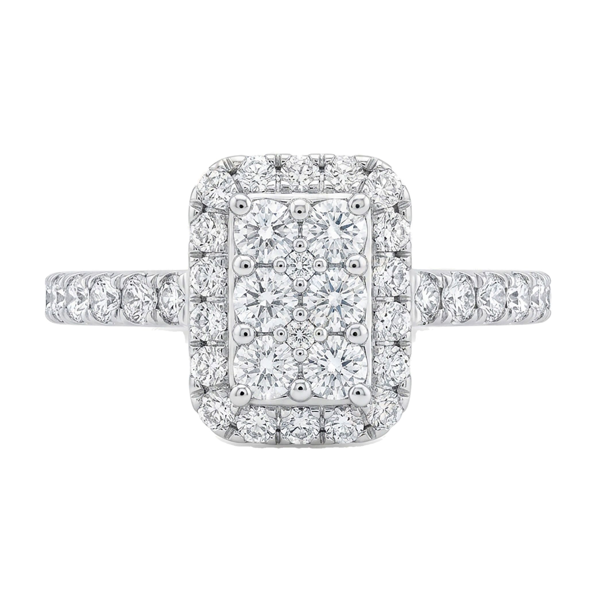 0.80 ct EF VS Moissanite Rectangular Cluster Engagement Ring in 925 Sterling SIlver _ Sz0475 13434