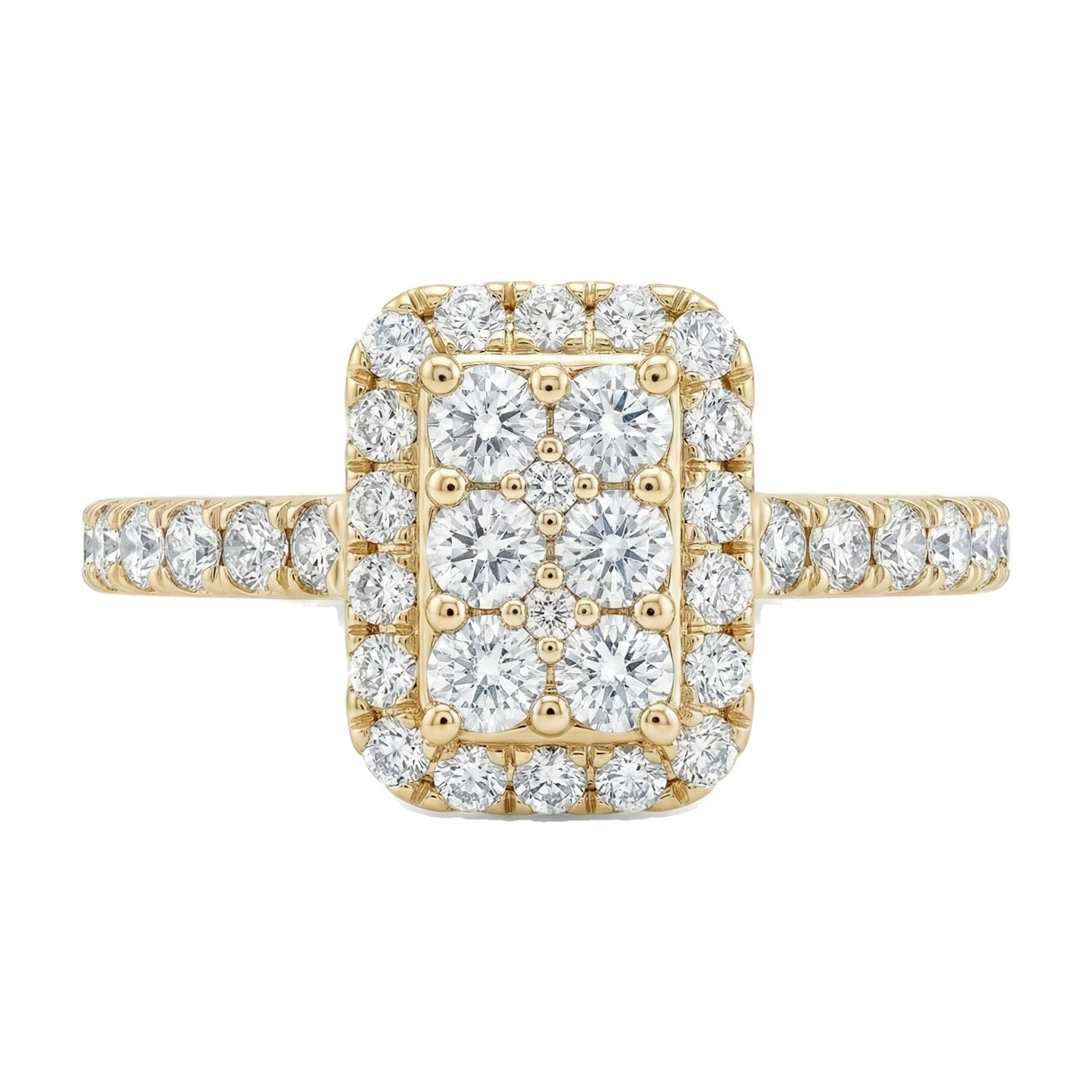 0.80 ct EF VS Lab Grown Diamond Rectangular Cluster Engagement Ring in 14k Yellow Gold _ Sz0875 13434