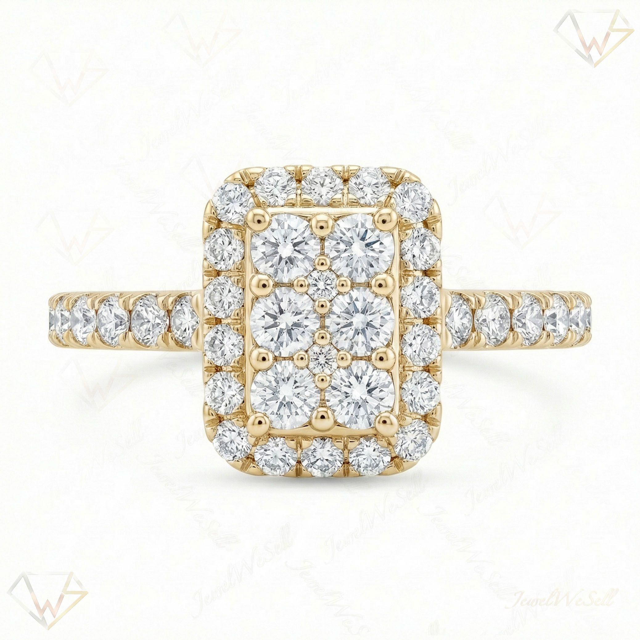 0.80 ct EF VS Lab Grown Diamond Rectangular Cluster Engagement Ring in 10k Yellow Gold _ Sz0700 13434