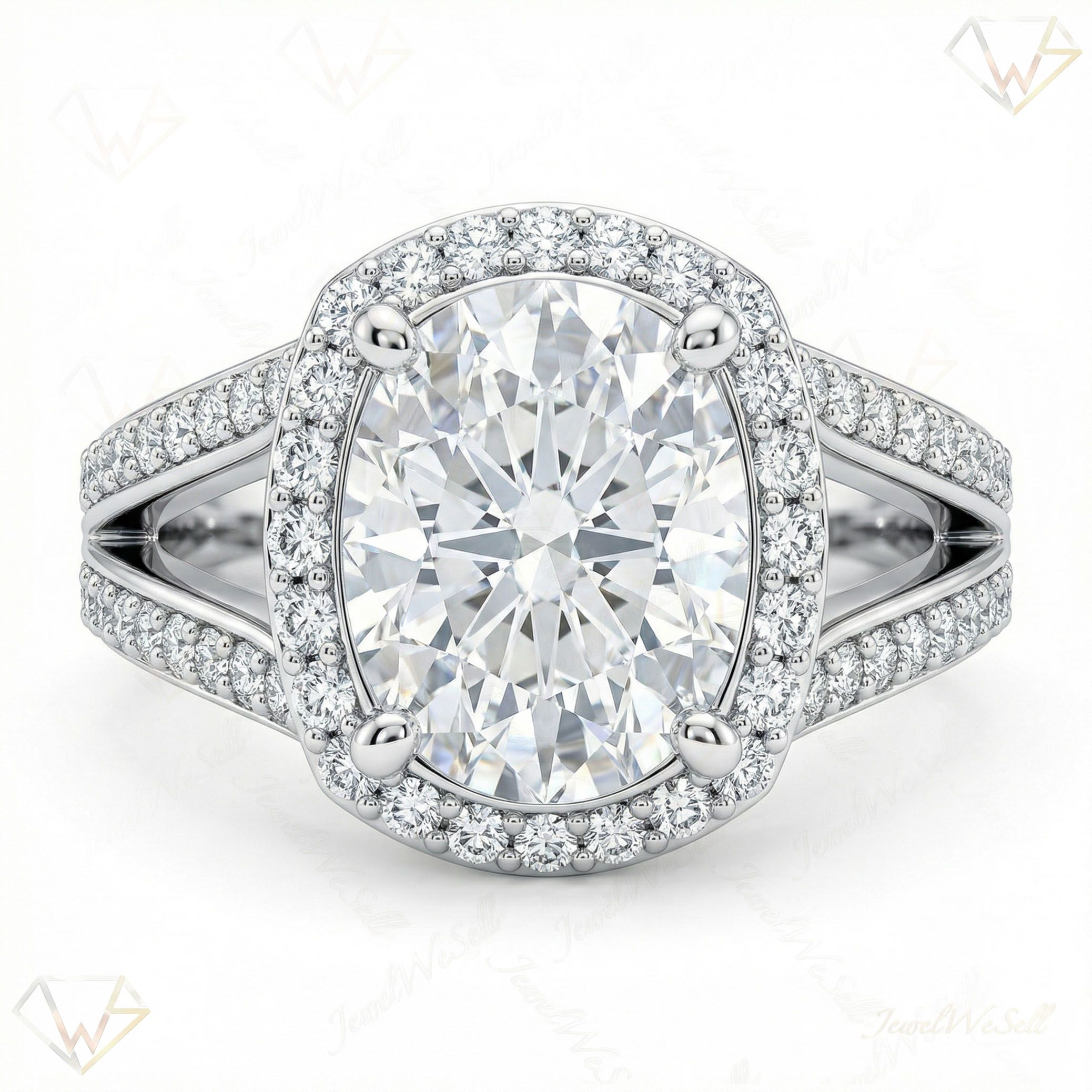 4.80 ct EF VS Lab Grown Diamond Halo Engagement Ring in 10k White Gold _ Sz0425 13455