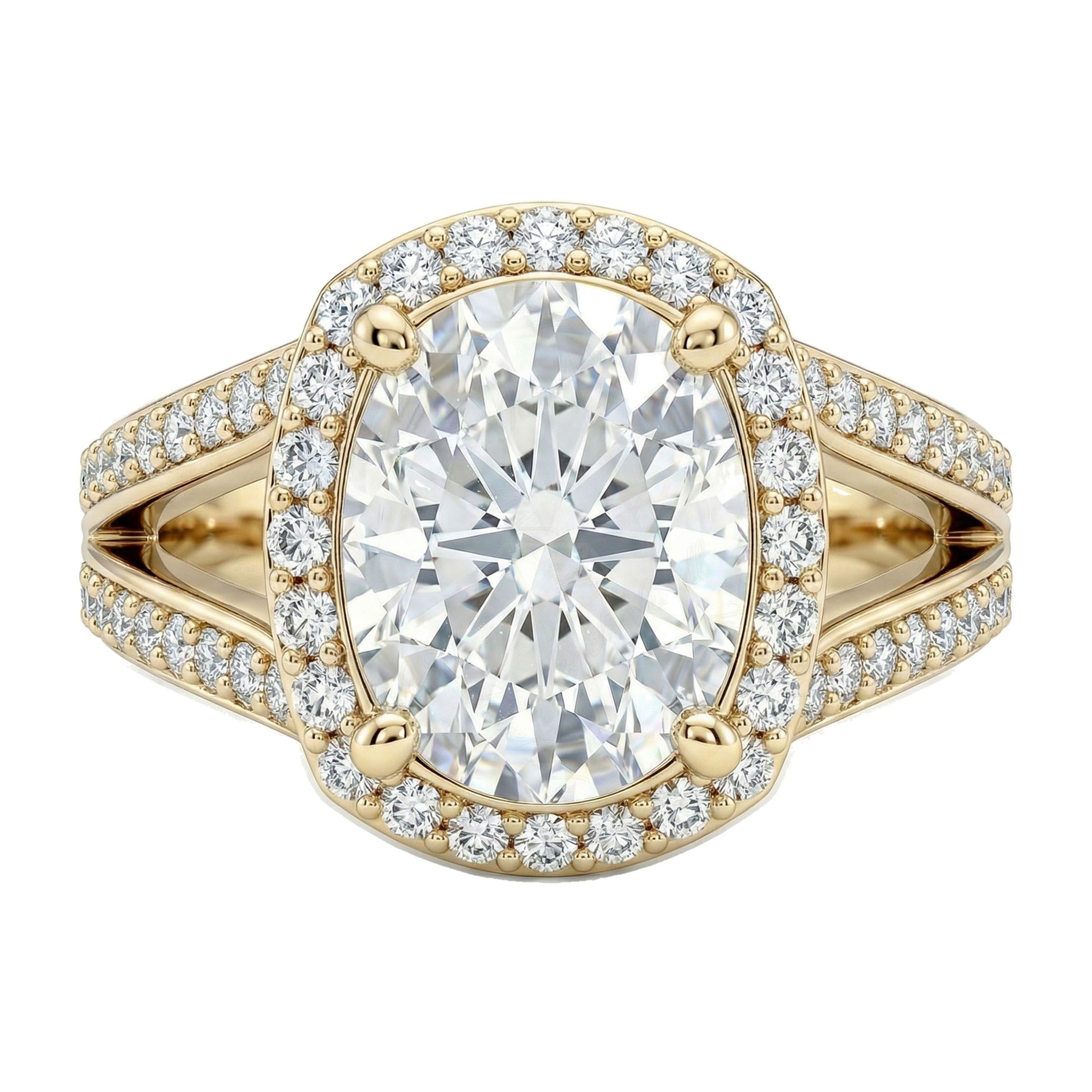4.80 ct EF VS Lab Grown Diamond Halo Engagement Ring in 10k Yellow Gold _ Sz0425 13455