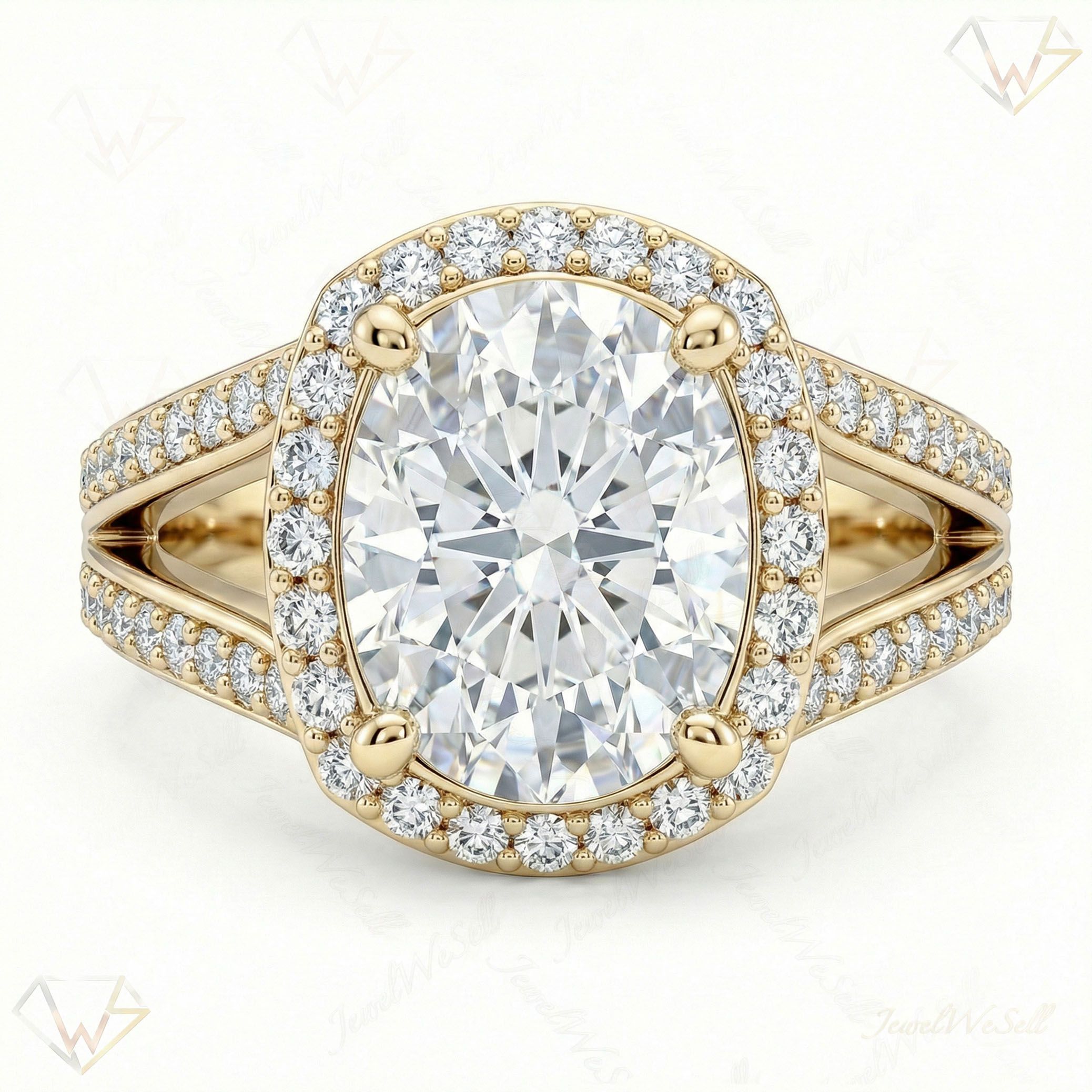 4.80 ct EF VS Lab Grown Diamond Halo Engagement Ring in 10k Yellow Gold _ Sz0475 13455