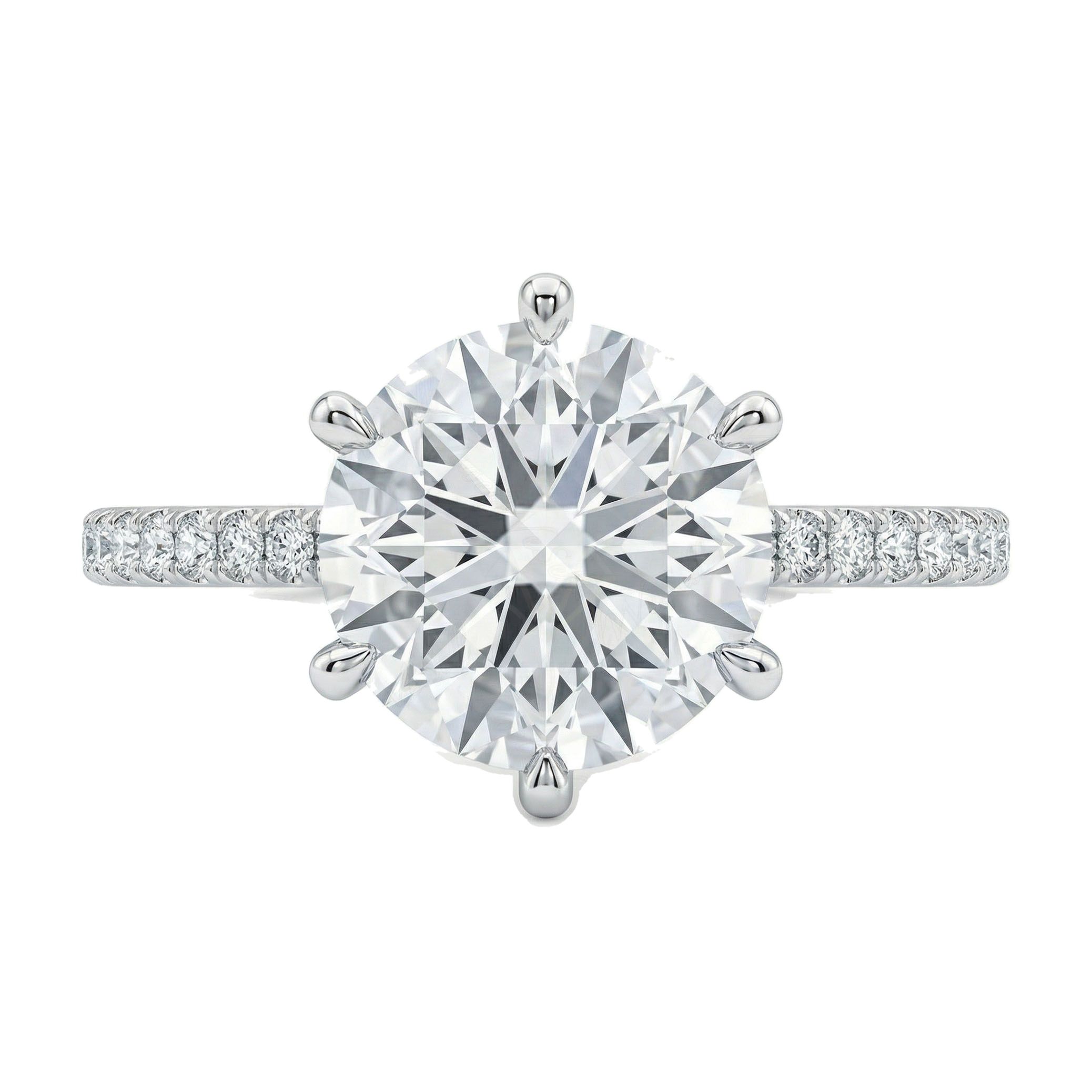 3.15 ct EF VS Lab Grown Diamond Solitaire with Accents Engagement Ring in 14k White Gold _ Sz0850 13527