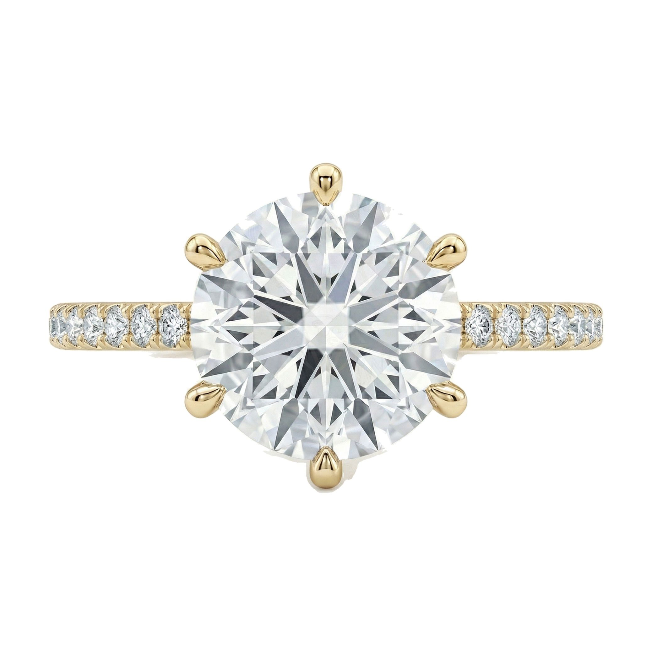 3.15 ct EF VS Lab Grown Diamond Solitaire with Accents Engagement Ring in 14k Yellow Gold _ Sz0550 13527