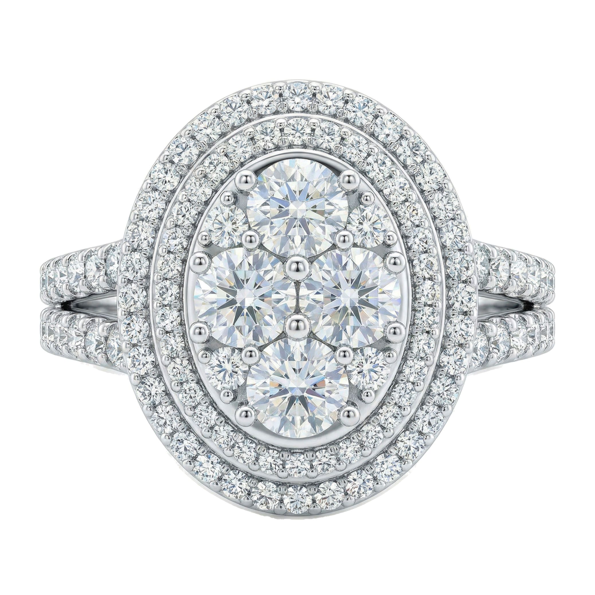 1.20 ct EF VS Lab Grown Diamond Oval Cluster Engagement Set in 10k White Gold _ Sz0500 13842