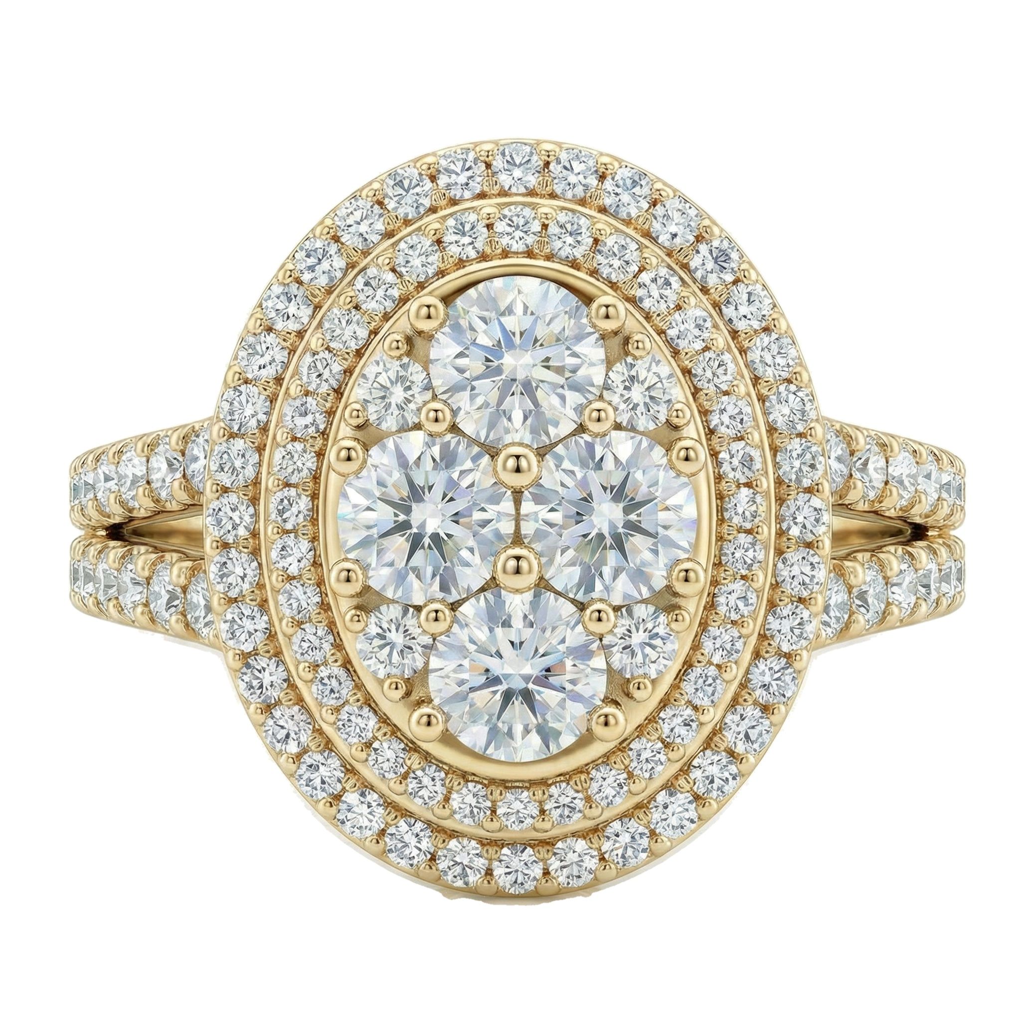 1.20 ct EF VS Lab Grown Diamond Oval Cluster Engagement Set in 10k Yellow Gold _ Sz0500 13842