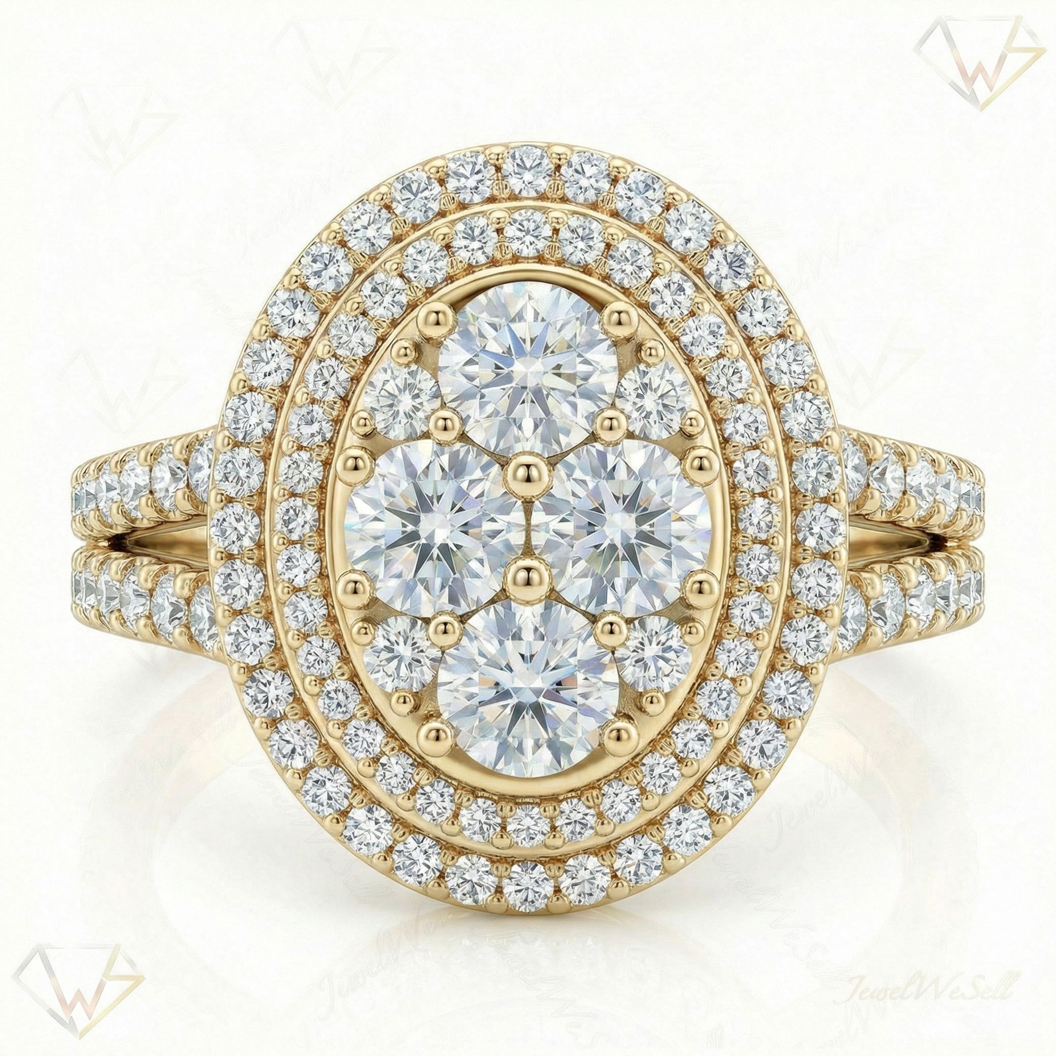 1.20 ct EF VS Lab Grown Diamond Oval Cluster Engagement Set in 10k Yellow Gold _ Sz0575 13842