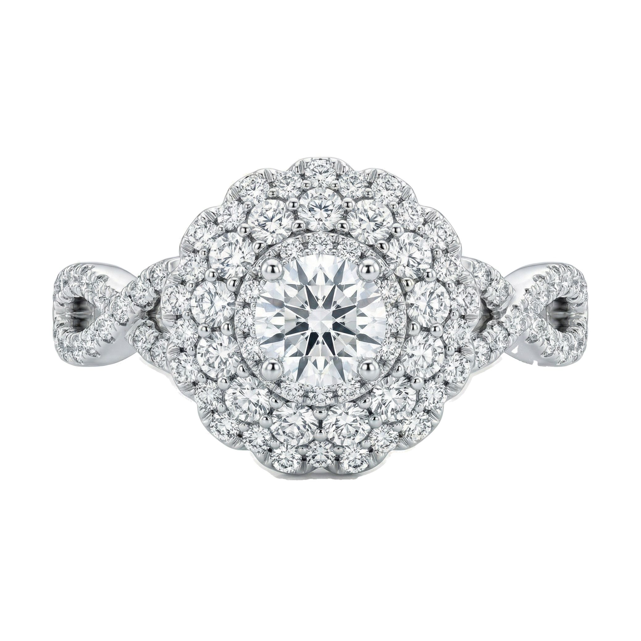 1.00 ct EF VS Lab Grown Diamond Circle Cluster Engagement Ring in 14k White Gold _ Sz0600 13843