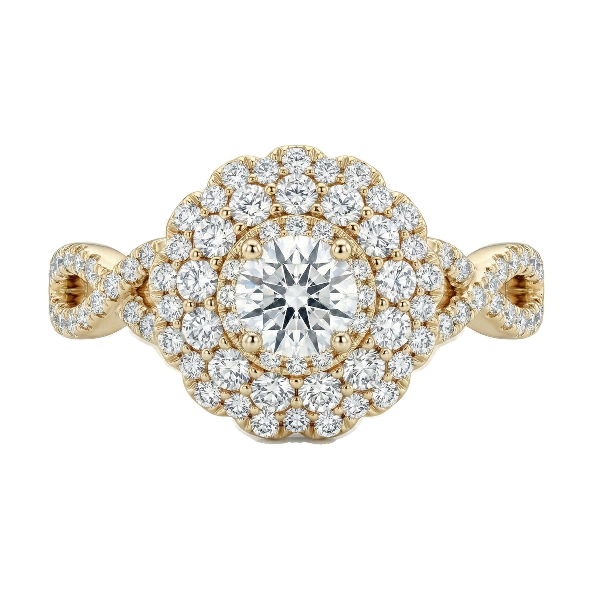 1.00 ct EF VS Lab Grown Diamond Circle Cluster Engagement Ring in 10k Yellow Gold _ Sz0500 13843