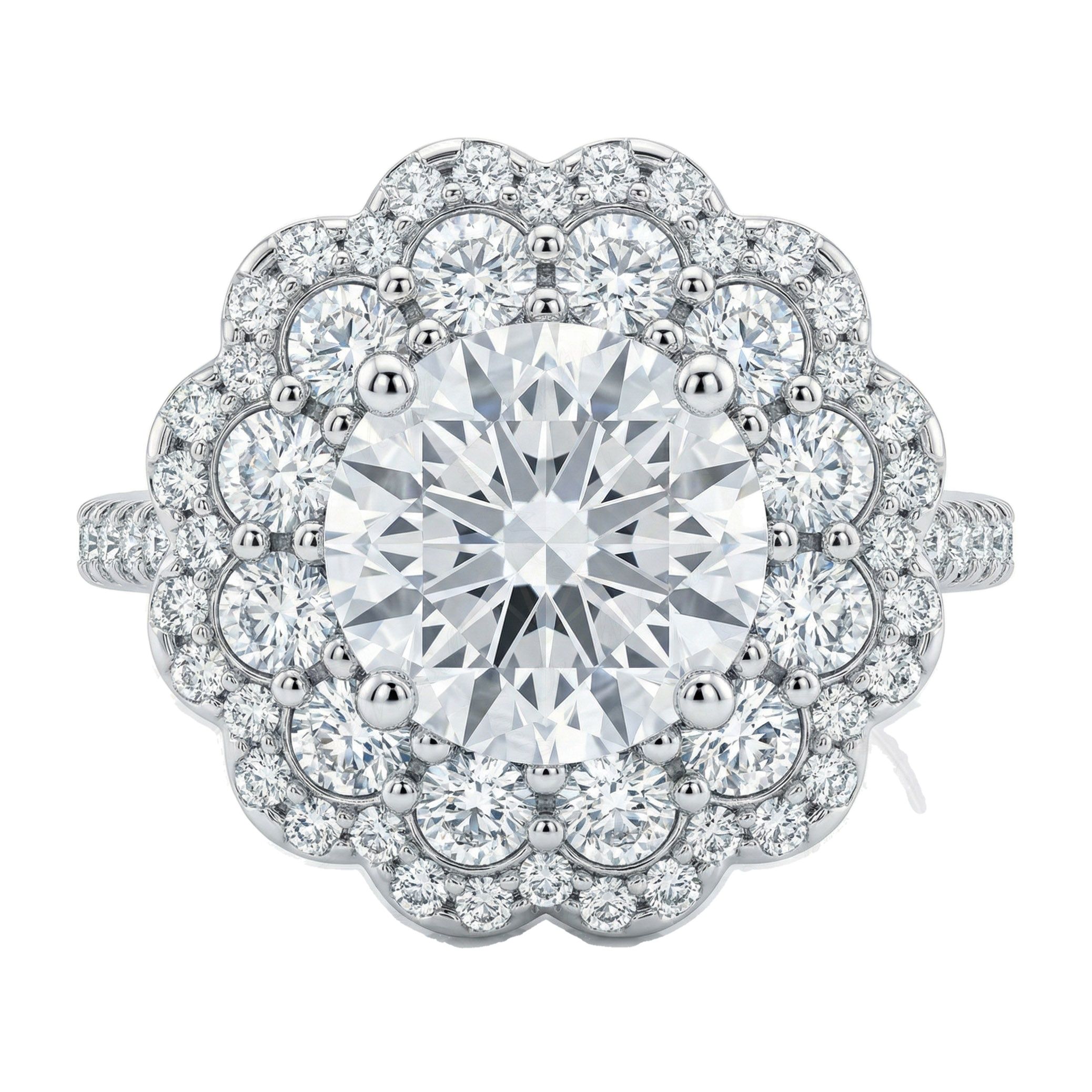 5.40 ct EF VS Moissanite Halo Engagement Ring in 925 Sterling SIlver _ Sz0500 13861